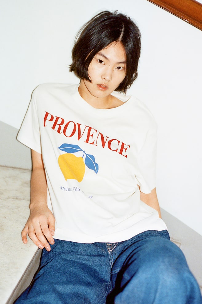 Cotton T-shirt - Cream/Provence/Cream/Striped/Cream/Paris - 1