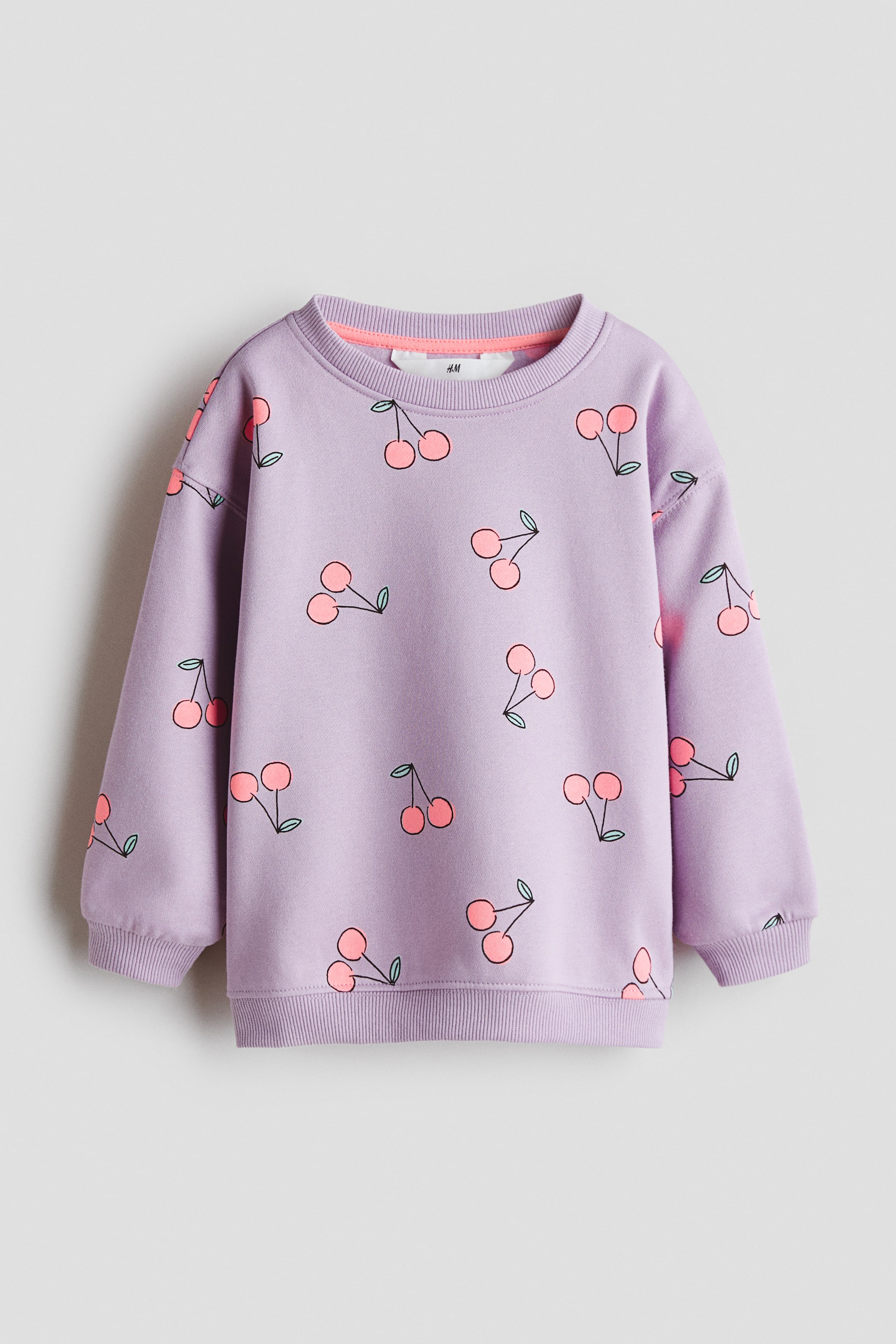 View larger image: Printed Brushed-Inside Sweatshirt - Purple/cherries - Kids | H&M US 1