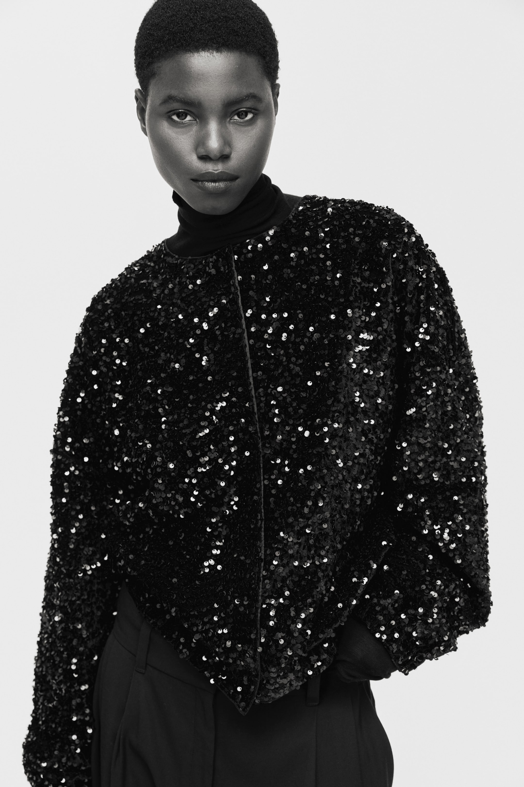 Ampliar la imagen: Chamarra bomber con lentejuelas - Negro - Ladies | H&M MX 1