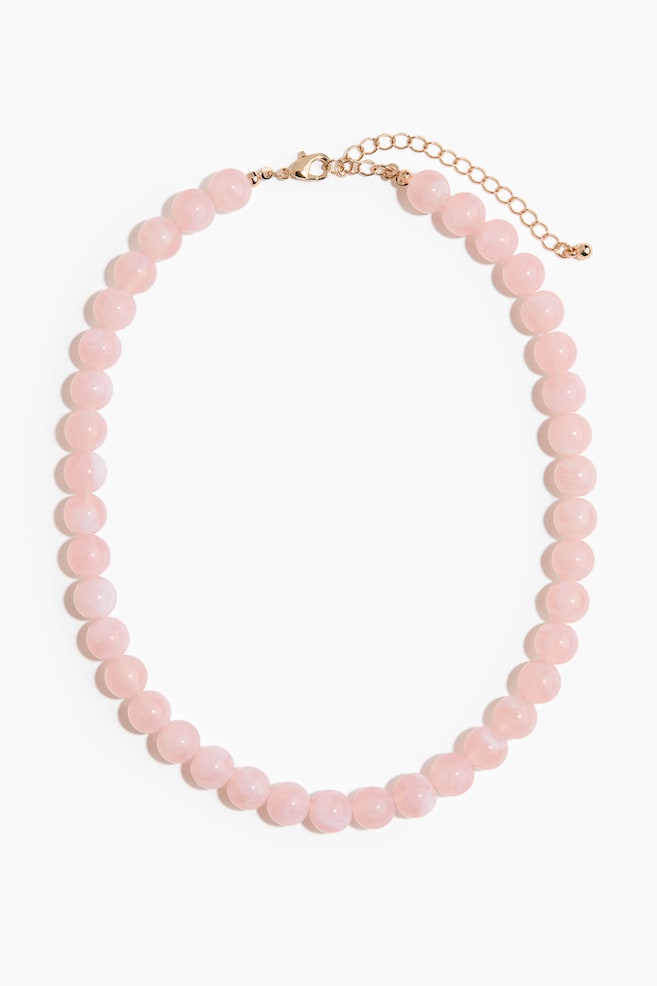 Beaded necklace - Light pink/Burgundy - 1