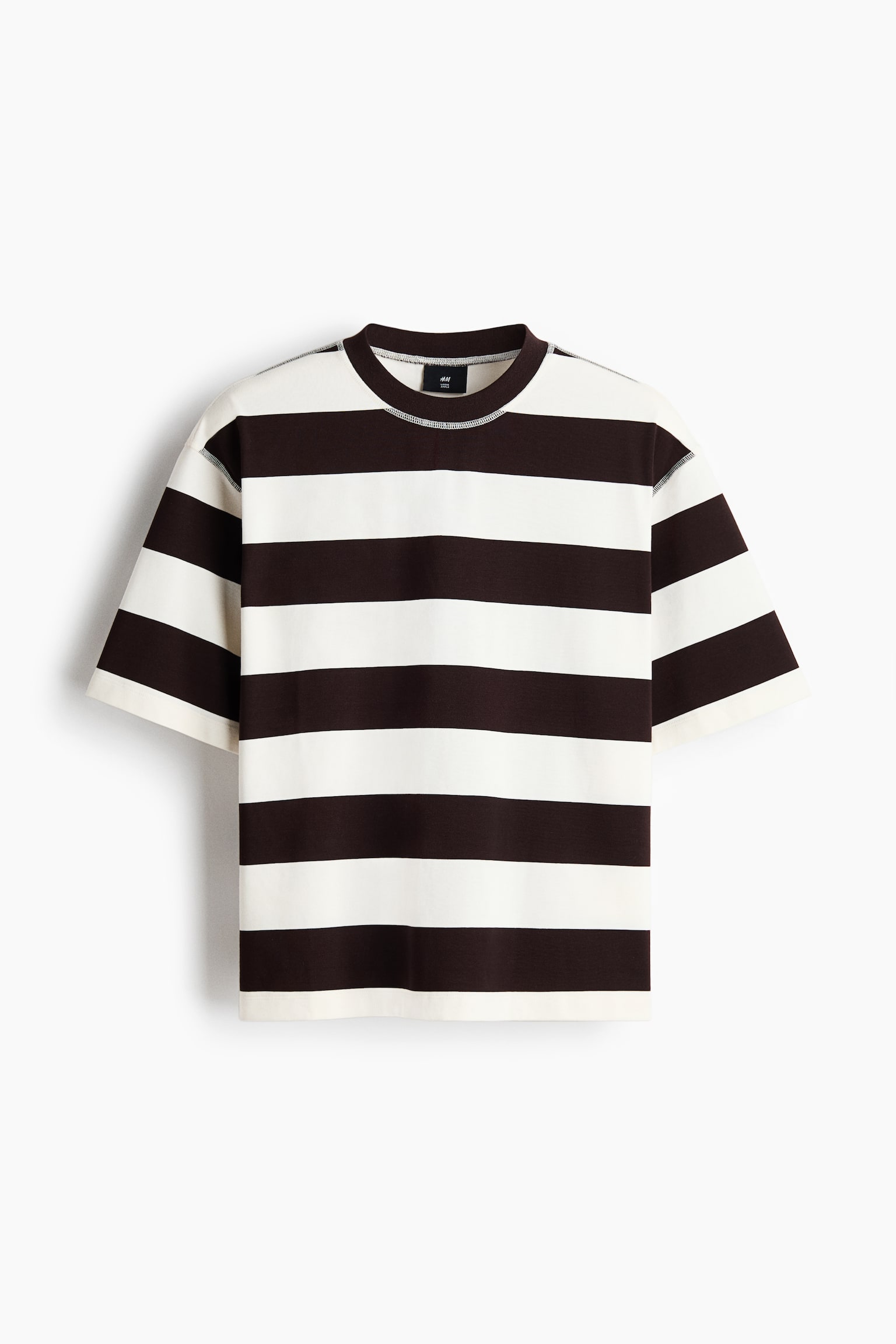 Playera Oversized Fit - Café oscuro/Rayado/Verde oscuro/Rayado