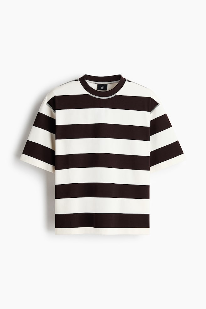 Oversized-Fit T-Shirt - Dark brown/striped/Dark green/striped - 1