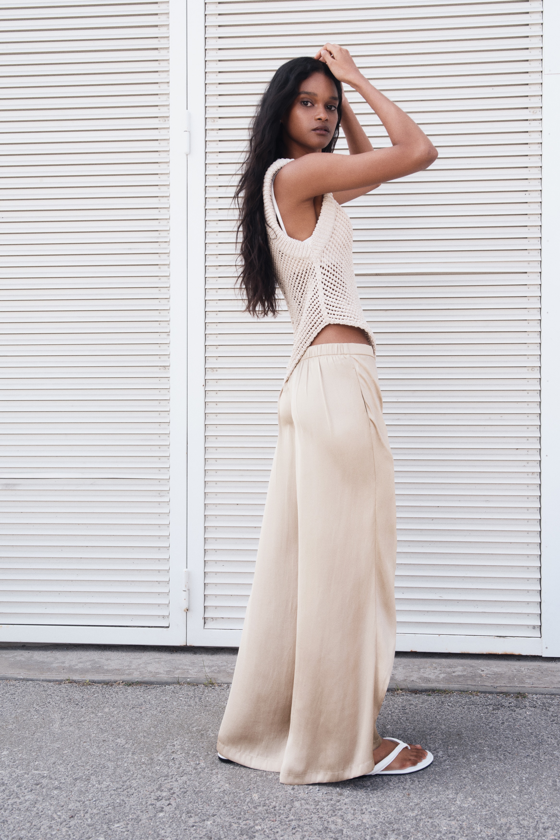Women's Turquoise Wrap-Detail Satin Pants | H&M US