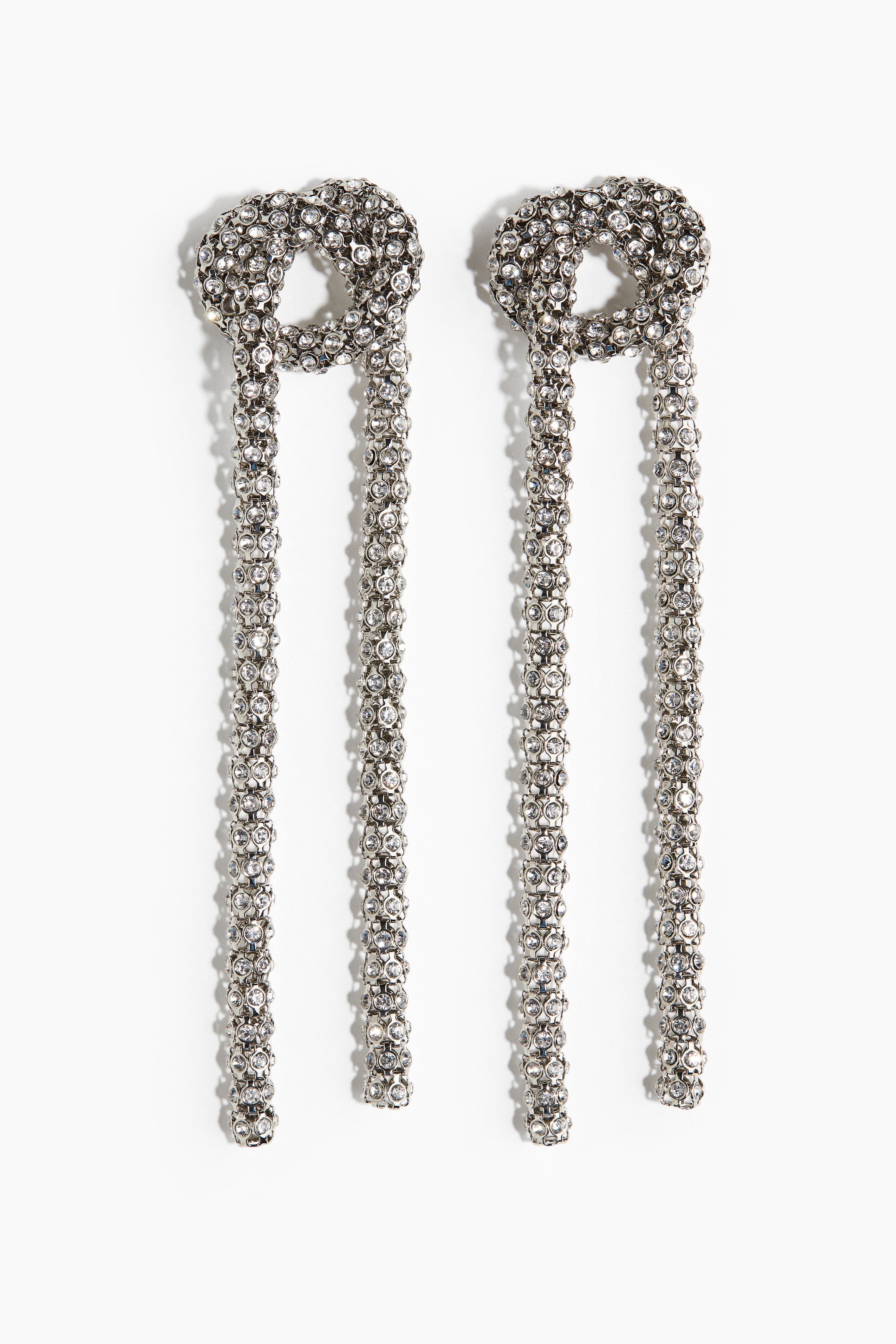 Rhinestone earrings - Silver-coloured