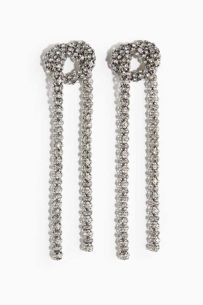 Rhinestone earrings - Silver-coloured - 1