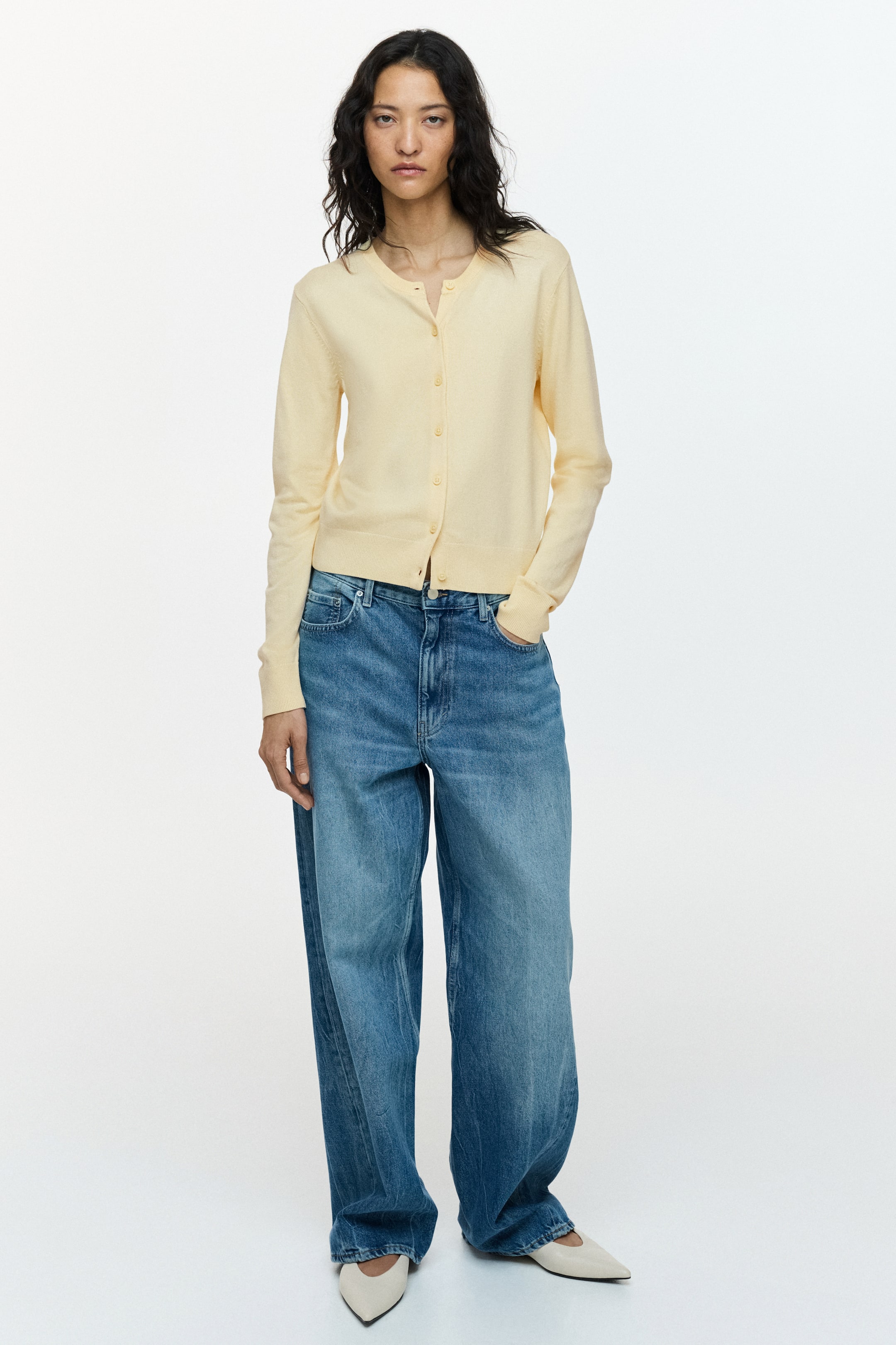 Преглед на по-голямо изображение: Жилетка с фина плетка - Светложълт - ЖЕНИ | H&M BG 2