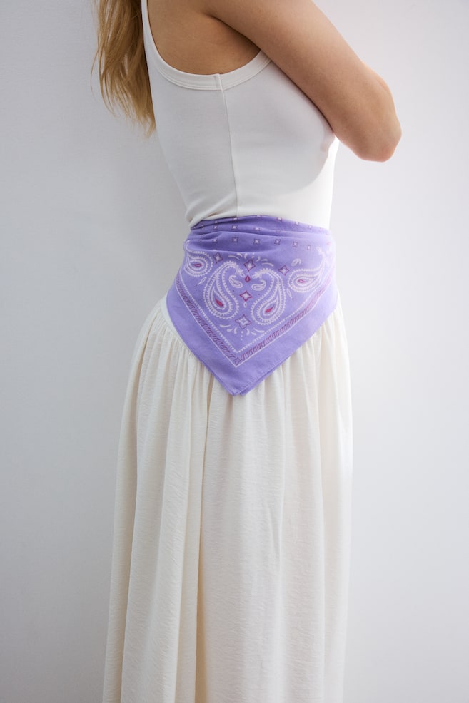 Patterned Cotton Scarf-Purple/paisley - 6