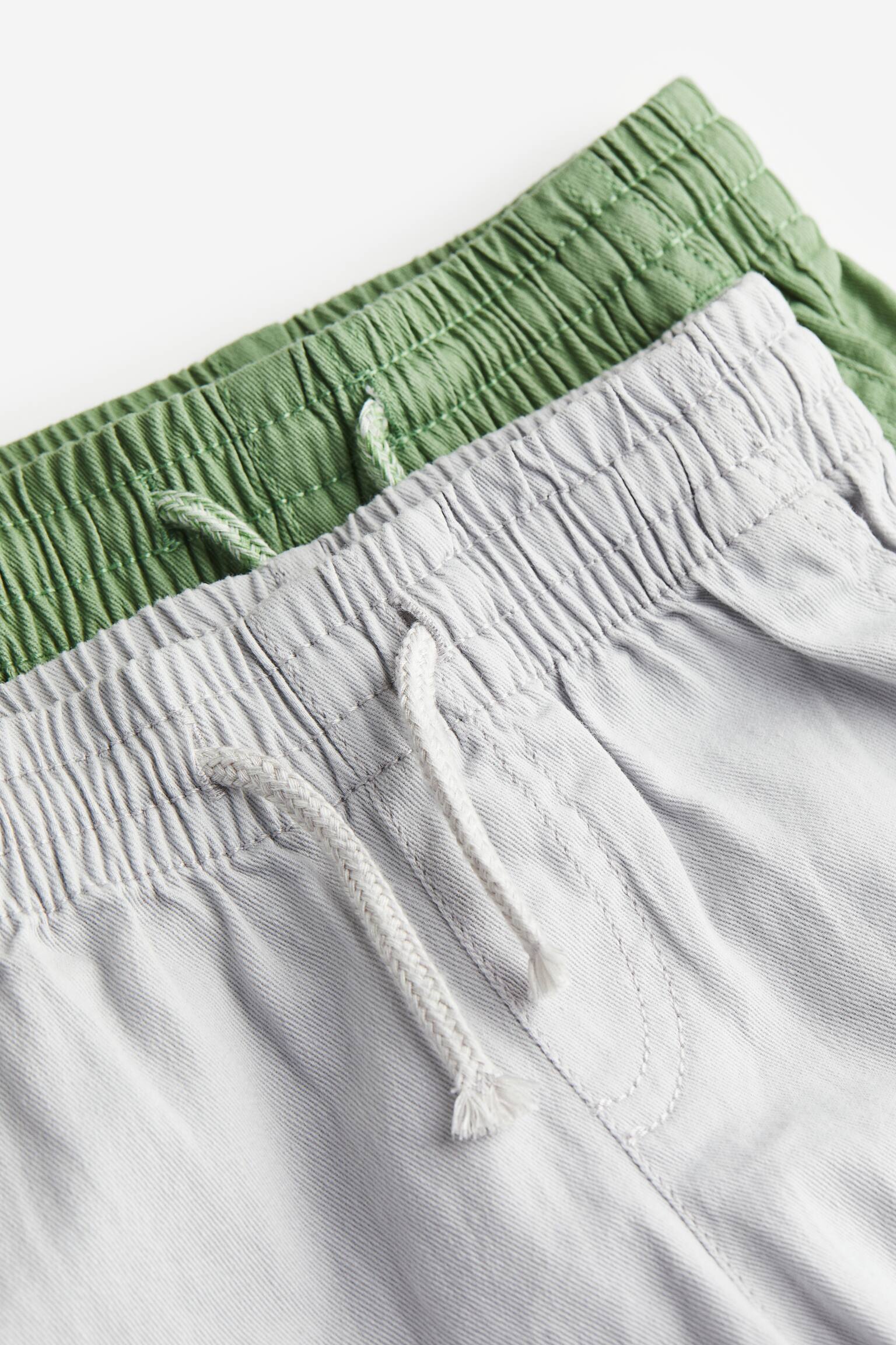 2-pack Cotton Twill Joggers - Green/Light grey - 2