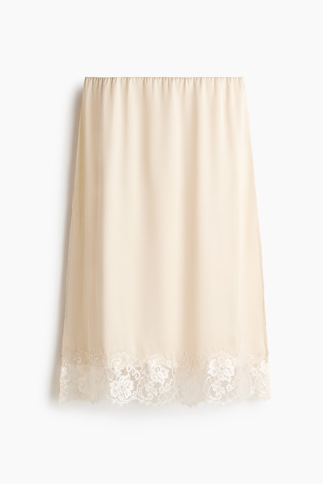 Lace-Trimmed Skirt - Light beige/Light turquoise/Black - 1