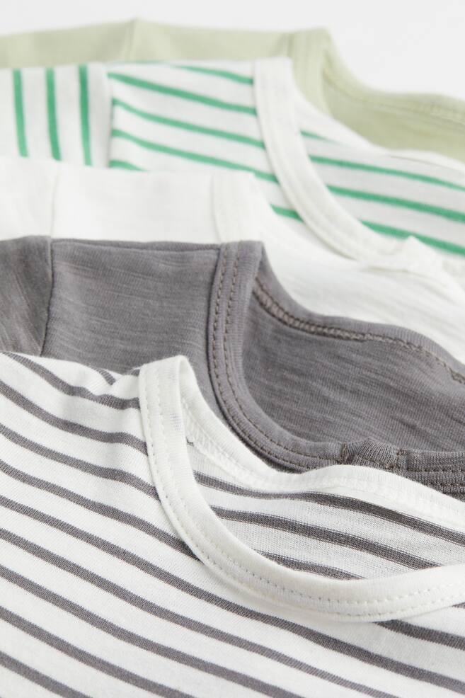 5-pack cotton T-shirts - Pistachio green/Striped - 3