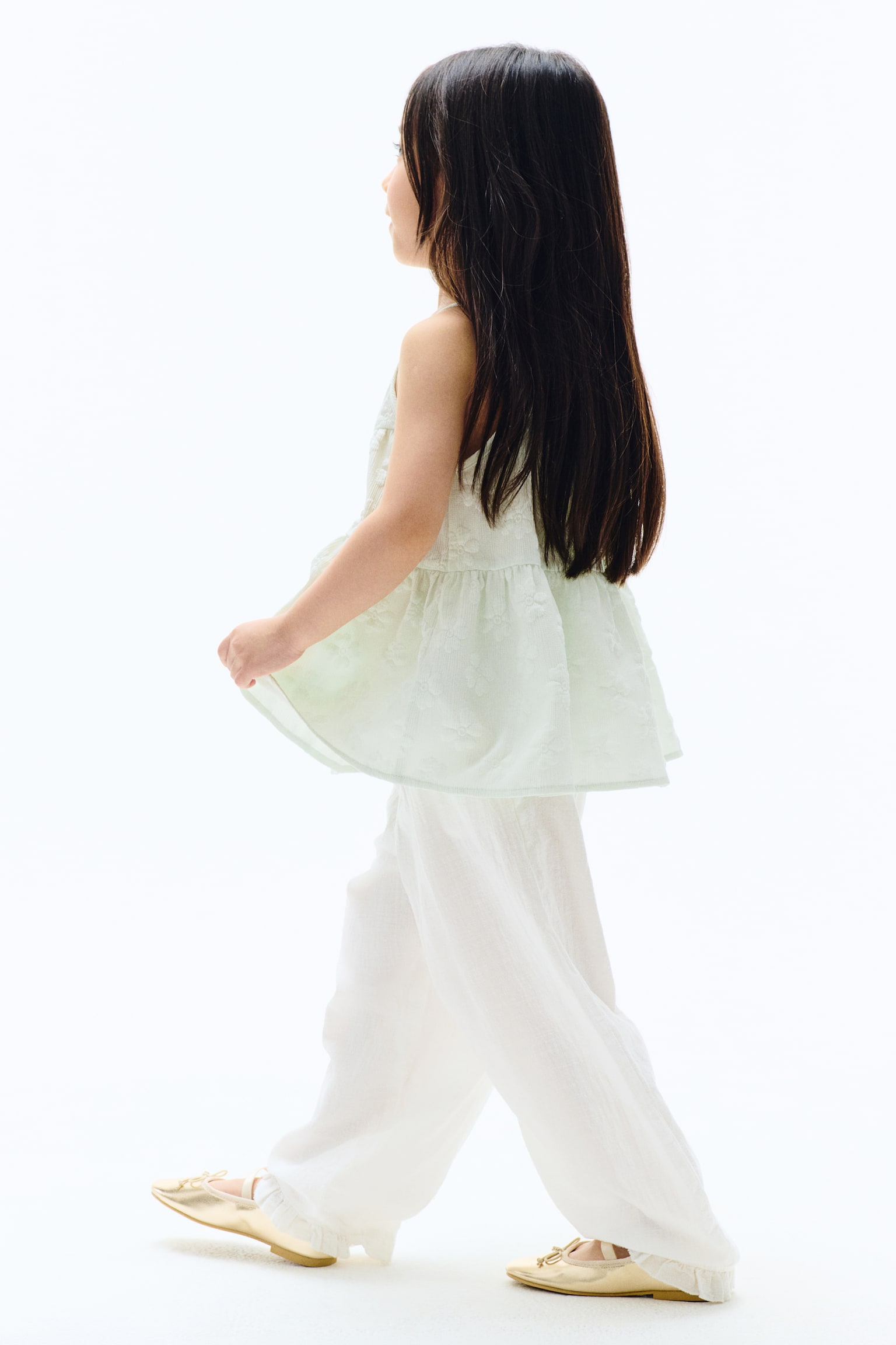 패턴 스트랩 탑 - 라이트 그린/화이트 - 6