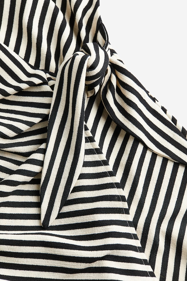 Jersey wrap dress - Cream/Black striped/Light beige/Black - 5