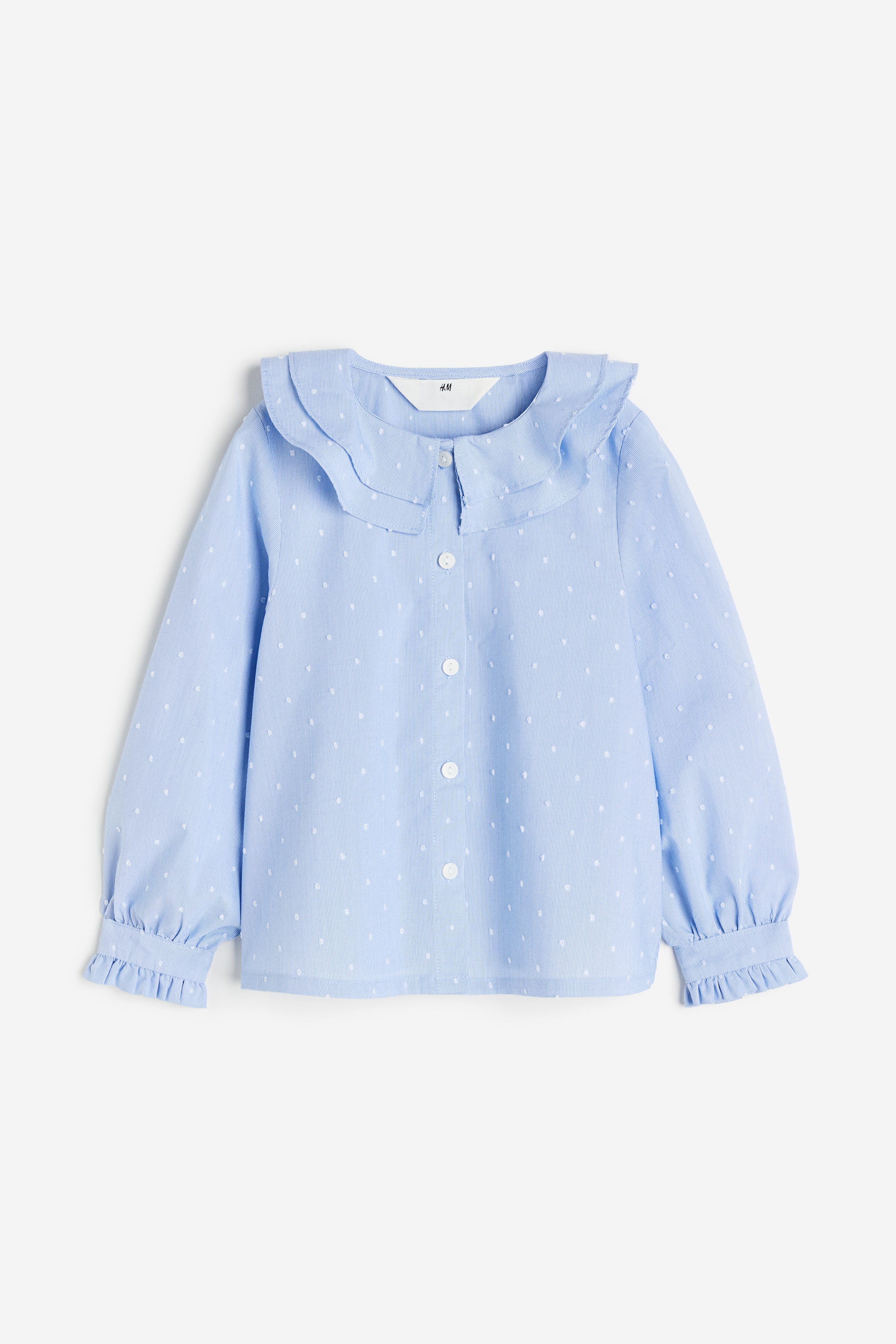 이미지 확대 보기: 칼라 블라우스 - 라이트 블루/도트 - Kids | H&M KR 1