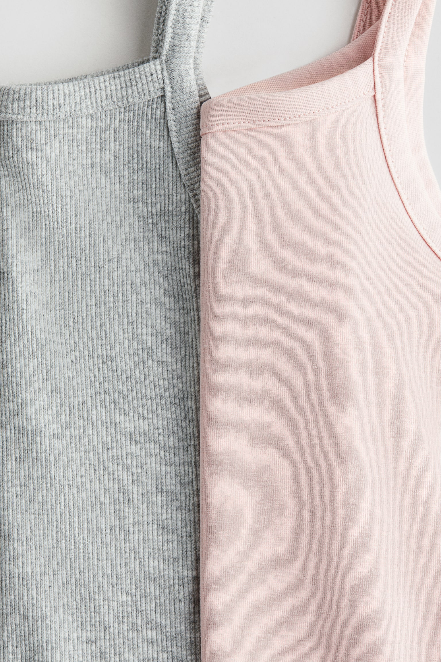 2件入棉質細肩帶上衣 - 淺粉紅色/淺灰混色/淺紫色/米色/海軍藍/淺藍色 - 2