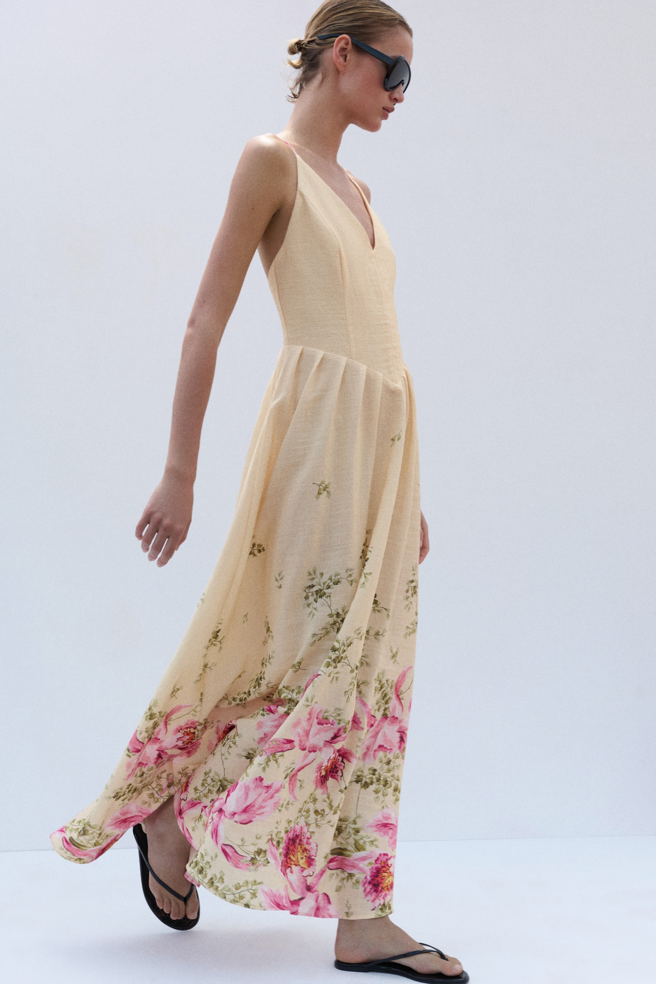 Flared-Skirt Strappy Dress