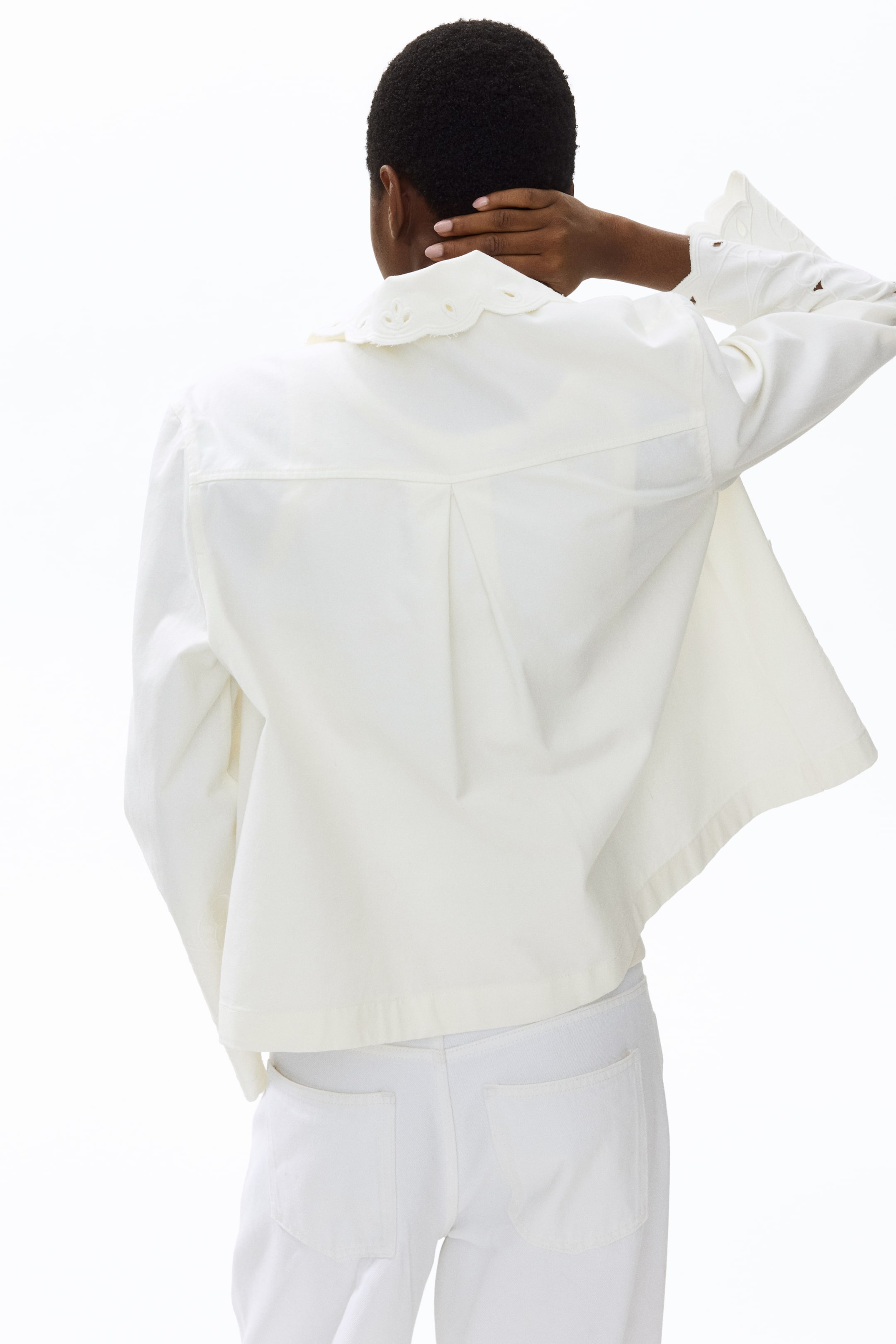 Twill Jacket with Eyelet Embroidery