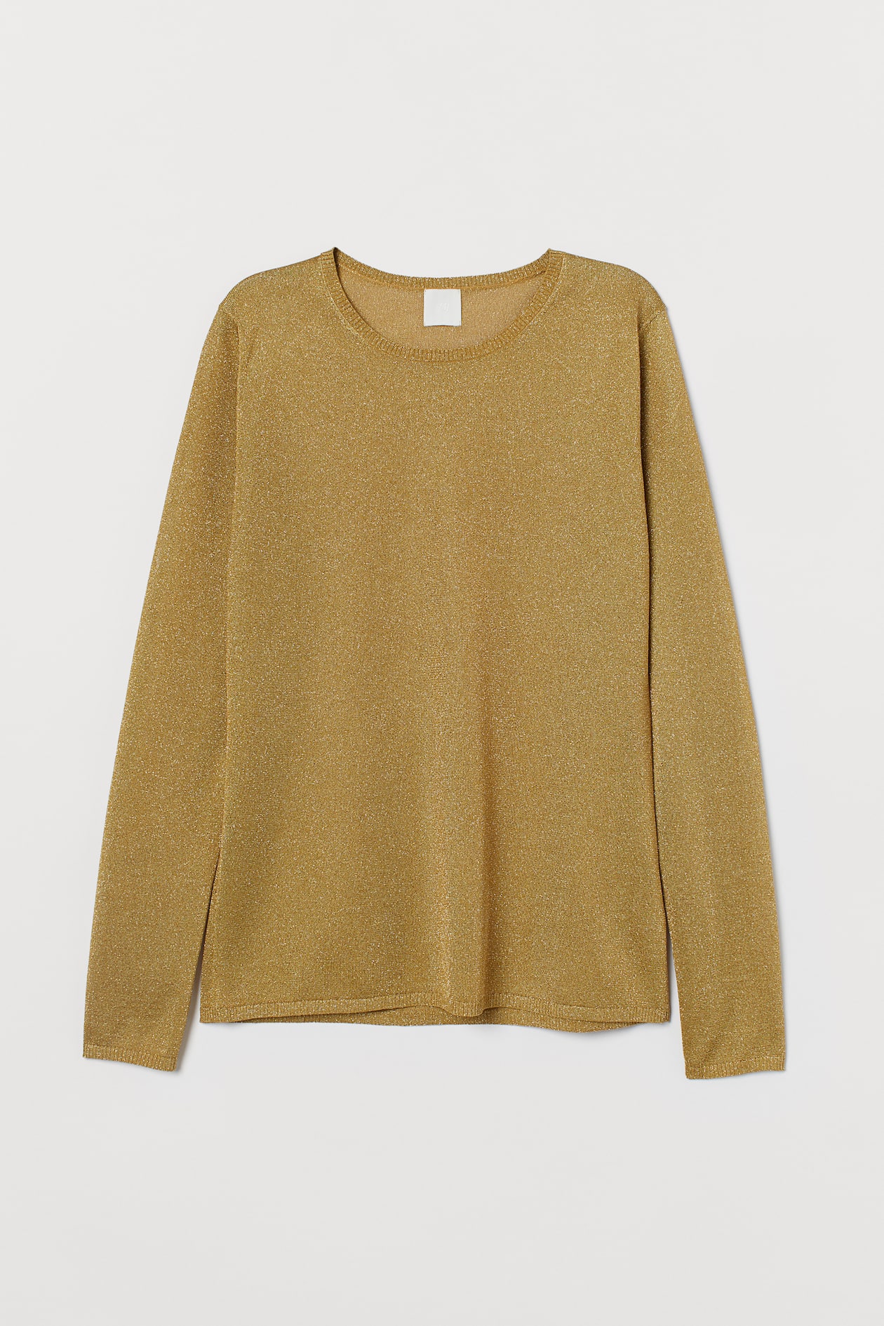 Glittery Top - Round Neck - Long sleeve - Gold-colored - Ladies | H&M US