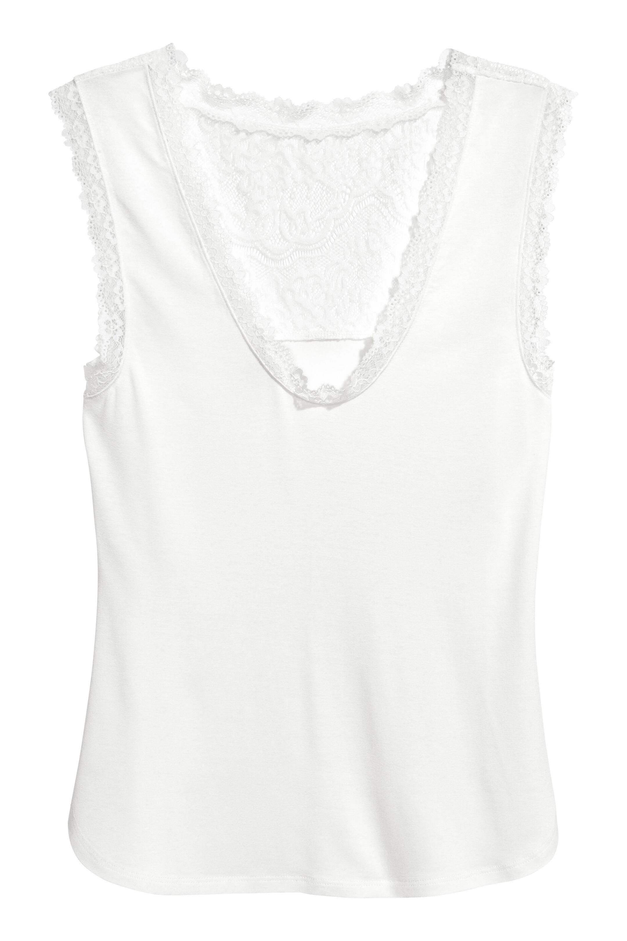View larger image: Top with lace details - White - Ladies | H&M GB 1