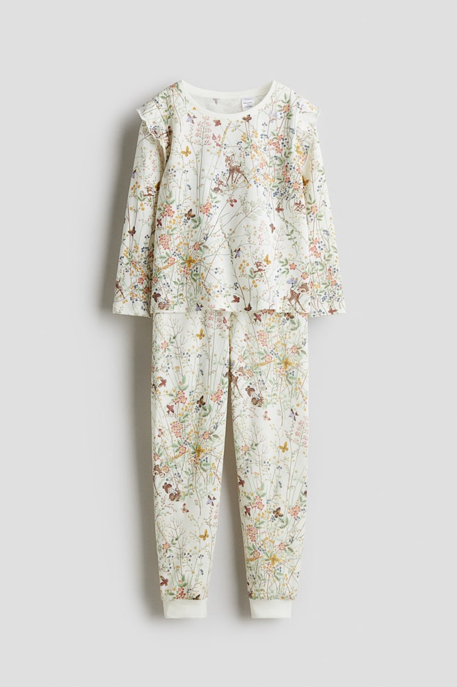 Printed cotton pyjamas - White/Bambi/Cream/Bambi - 1