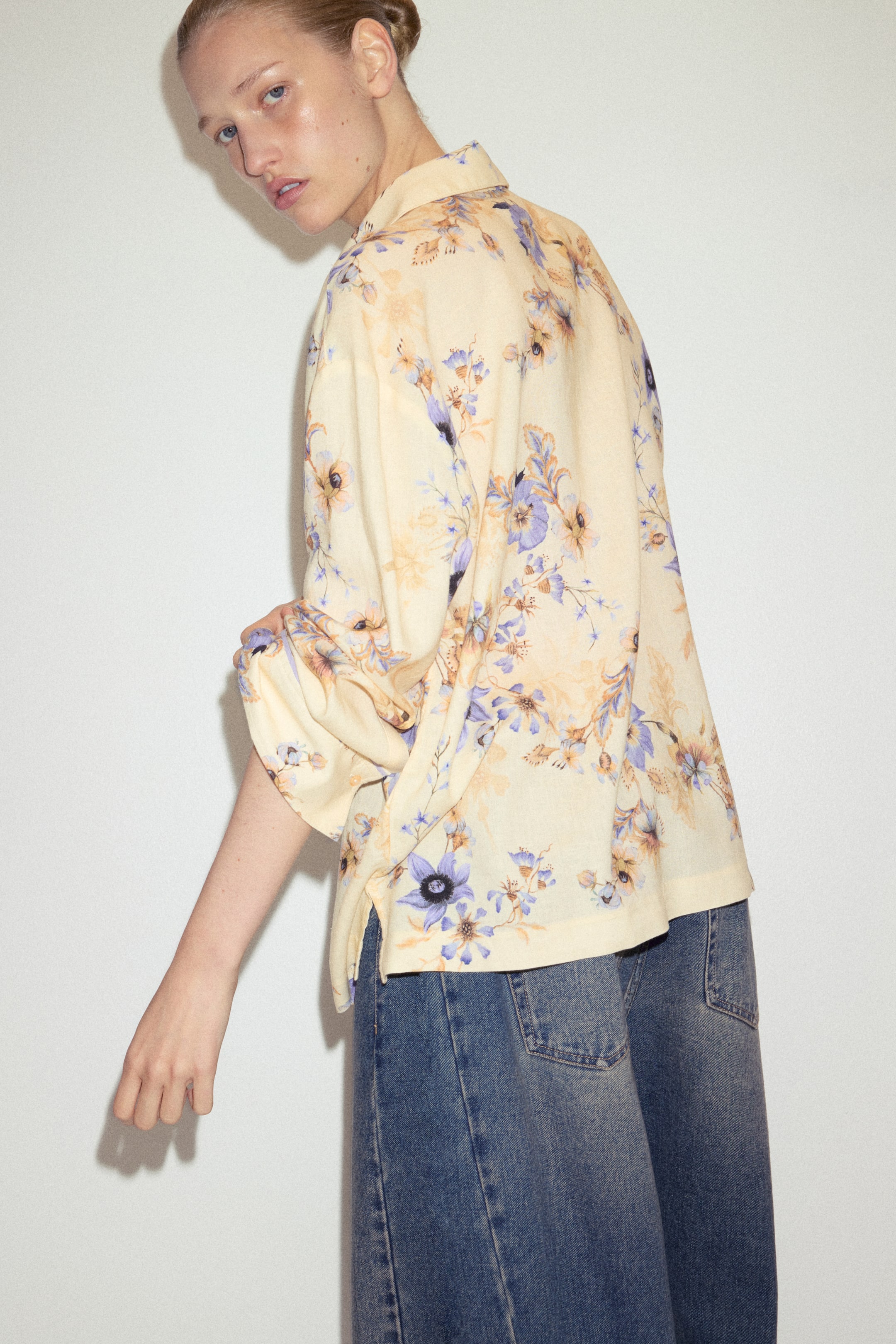 Chemise ample en lin mélangé