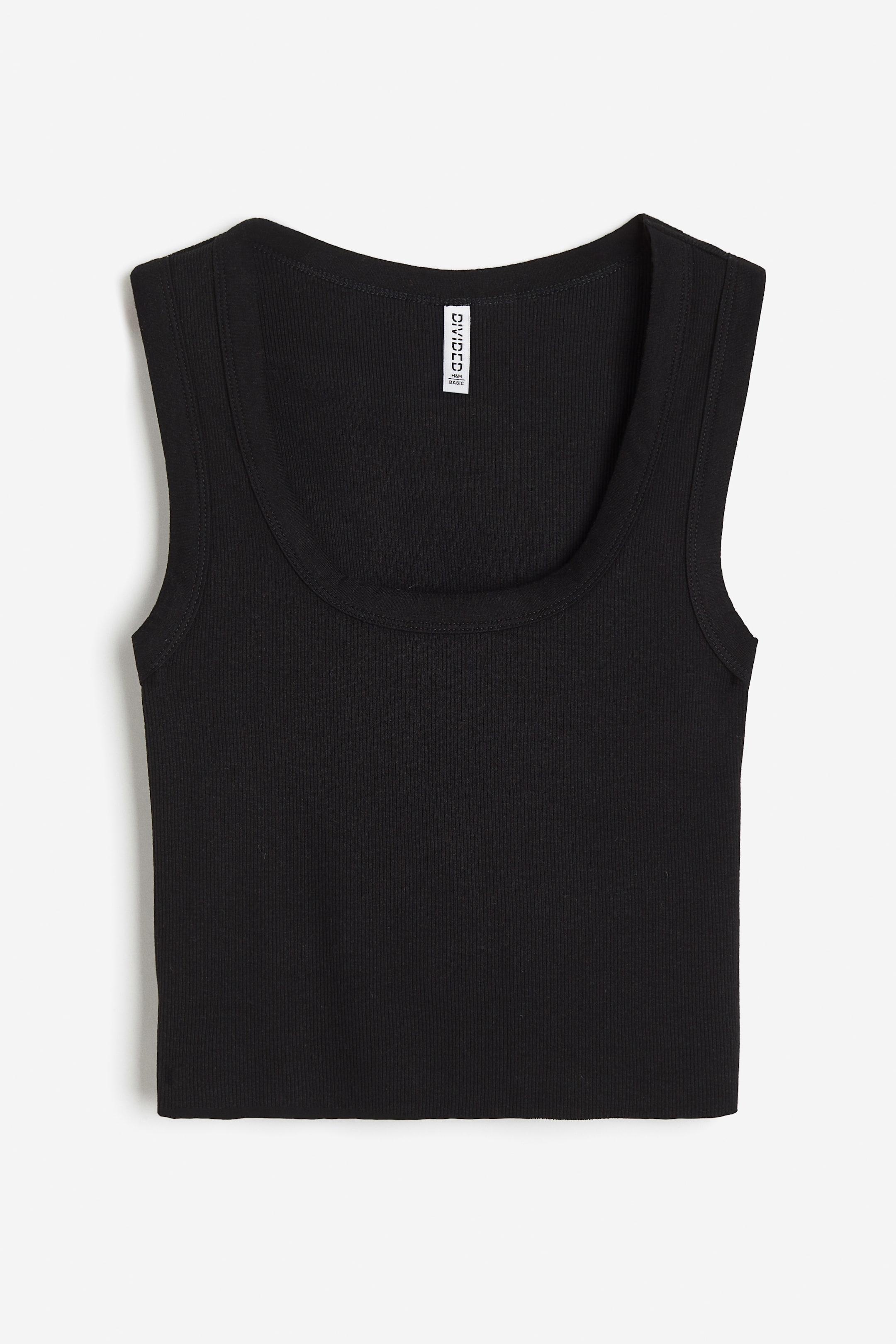 Short Tank Top - Low-cut Neckline - Sleeveless - Black - Ladies | H&M US