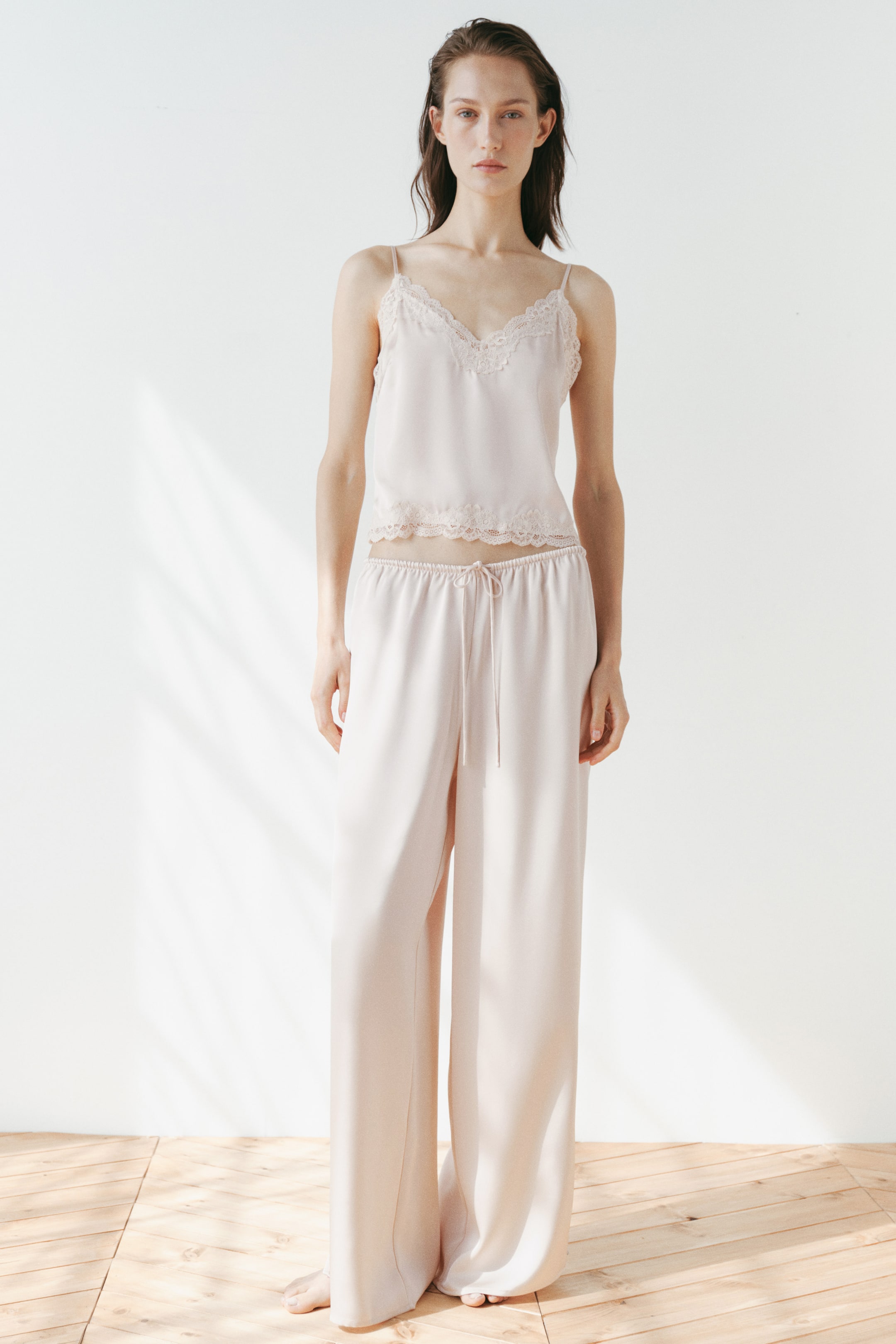 Drawstring satin pyjama bottoms
