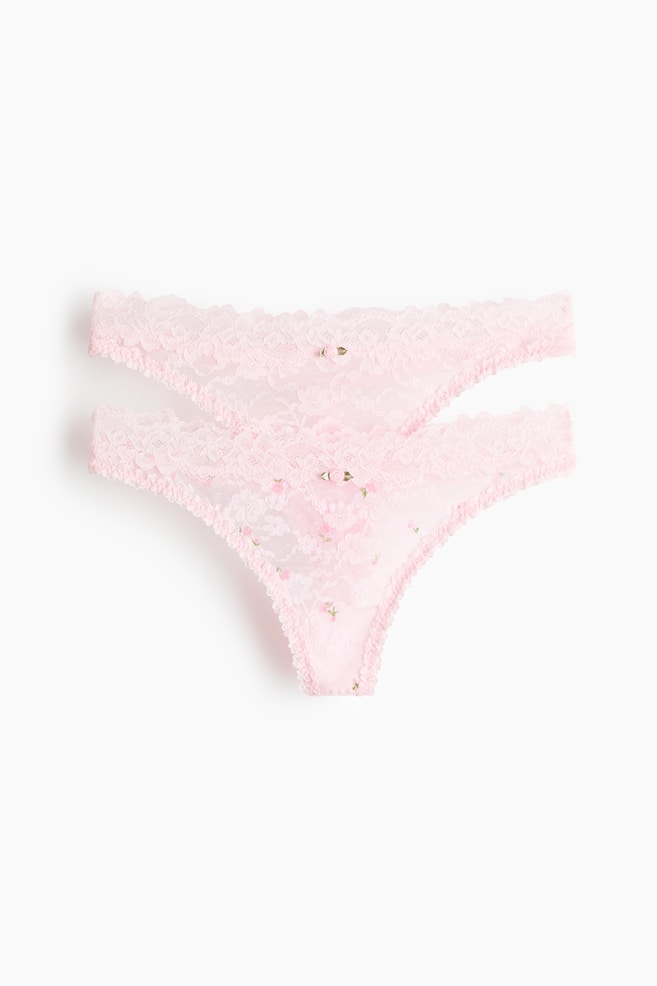 2-Pack Lace Thong Briefs - Pink/floral - 1