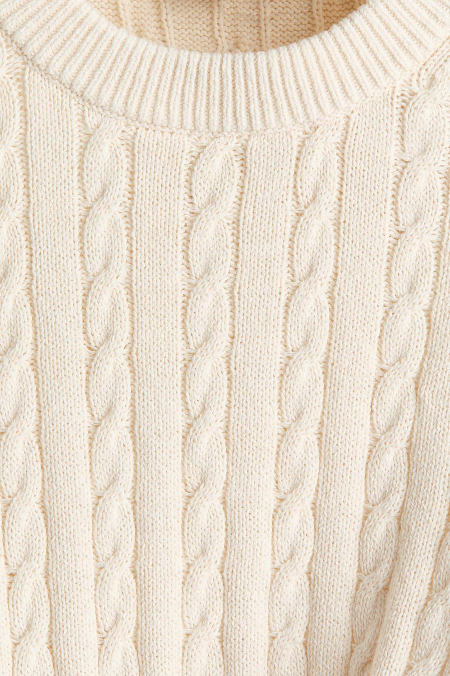 Мужской свитер H&M Regular-Fit Cable-Knit, цвет: Кремовый — фото 6