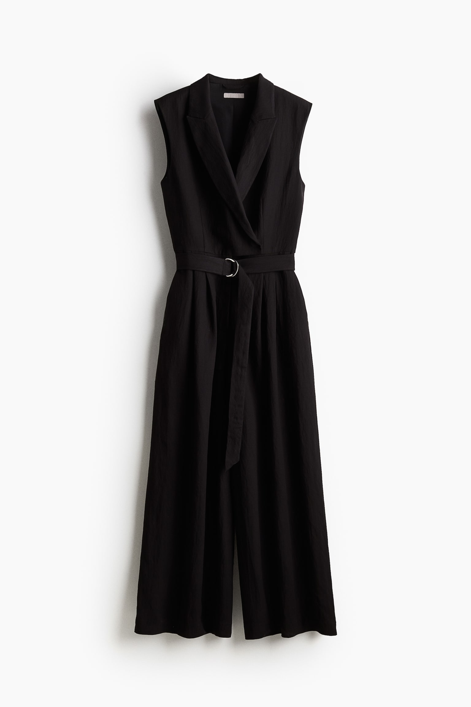 Belted Jumpsuit - Black - 2