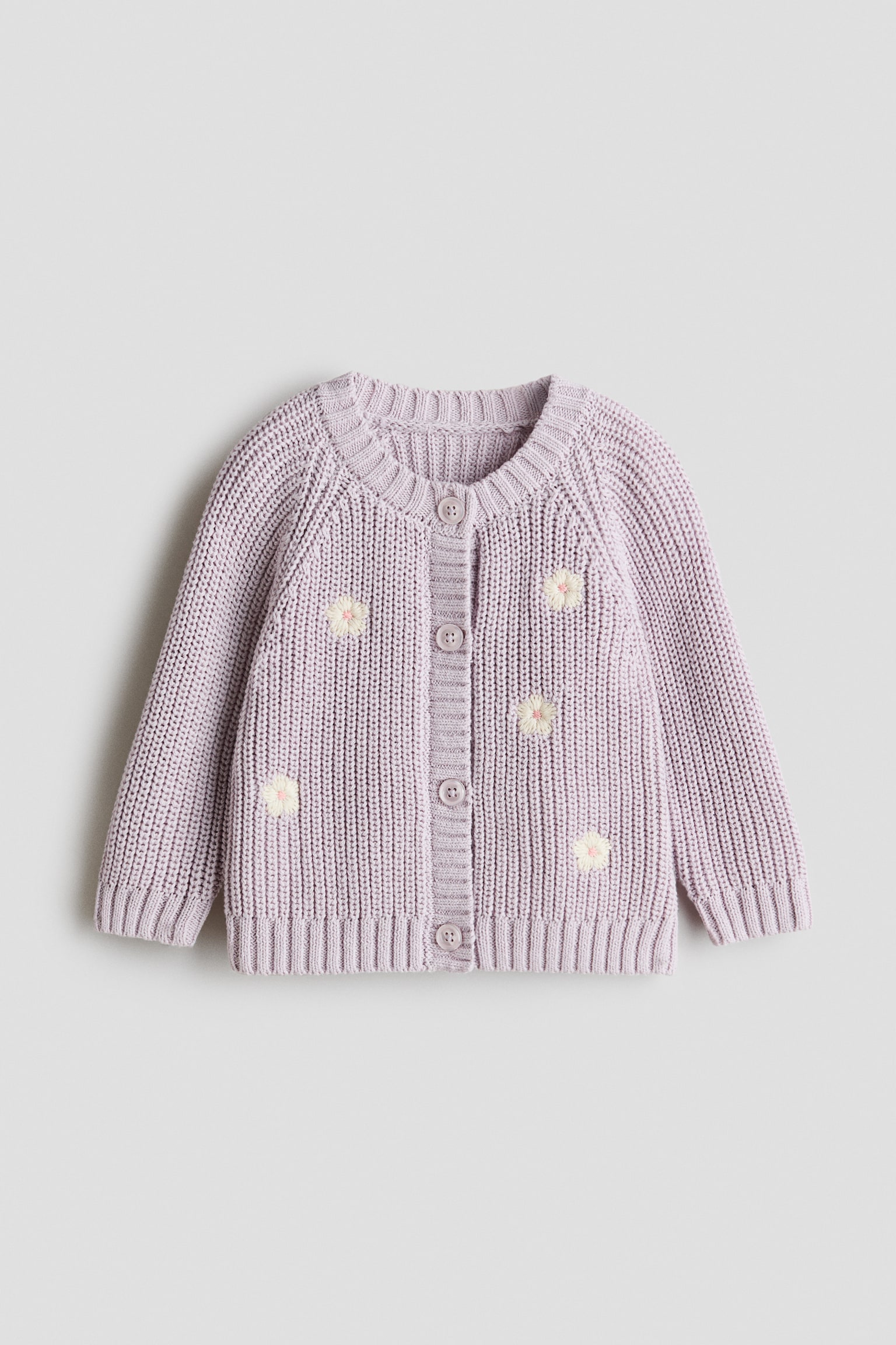 Embroidered-motif cardigan - Light purple/Flowers/Pink/Cherries