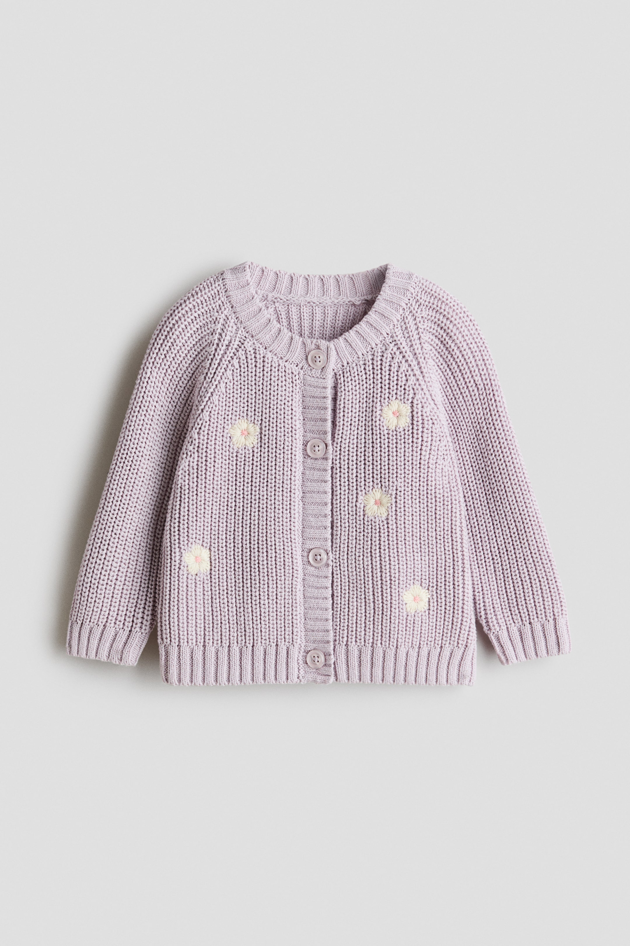 View larger image: Embroidered-motif cardigan - Light purple/Flowers - Kids | H&M GB 1