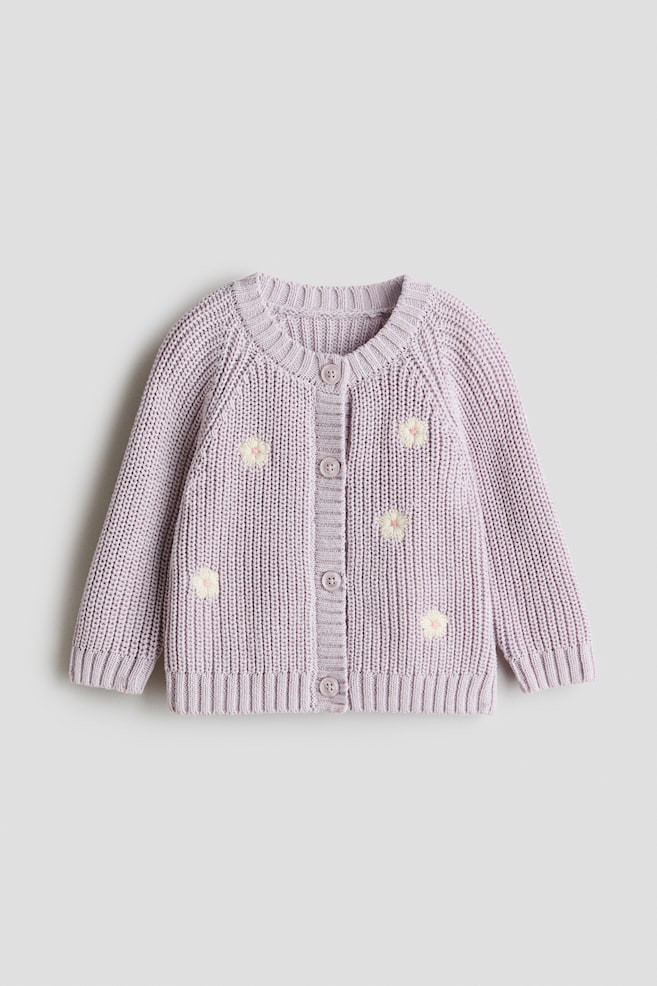 Embroidered Detail Cardigan - Light purple/Flowers/Pink/Cherries - 1