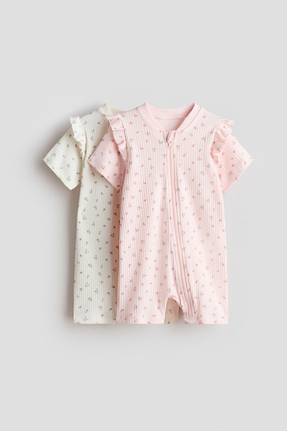 Пижама Trimmed для детей, оборки, хлопок, 2 шт. — H&M