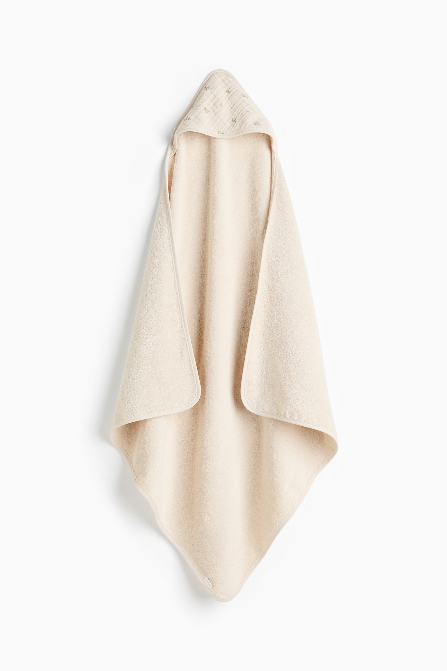 Hooded baby bath towel - Light beige/Floral/Light pink/Floral/Light greige/Floral - 1