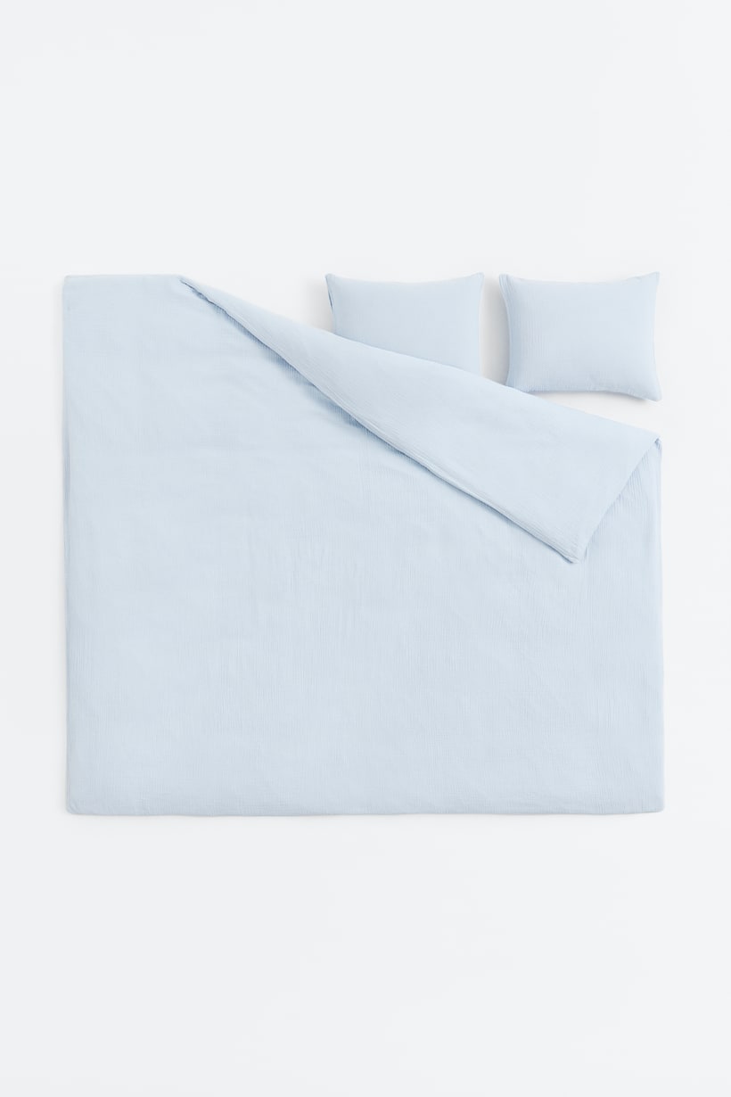 Muslin double/king duvet cover set Light blue Home All H&M GB