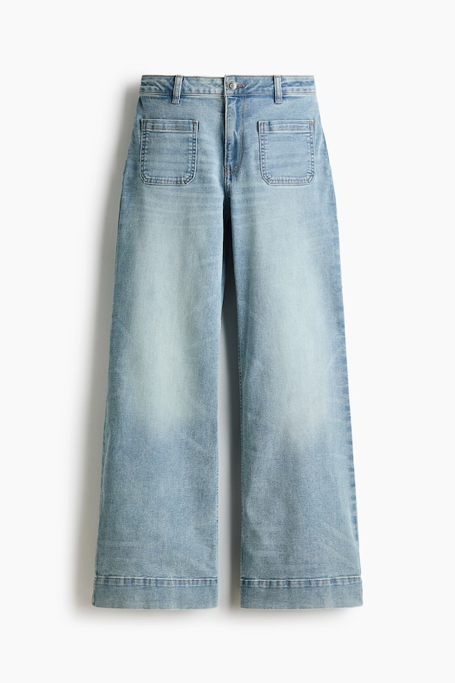Wide High Waist Jeans - Licht denimblauw/Ivoorwit/Marinedenimblauw/Donker denimblauw/Denimzwart - 1