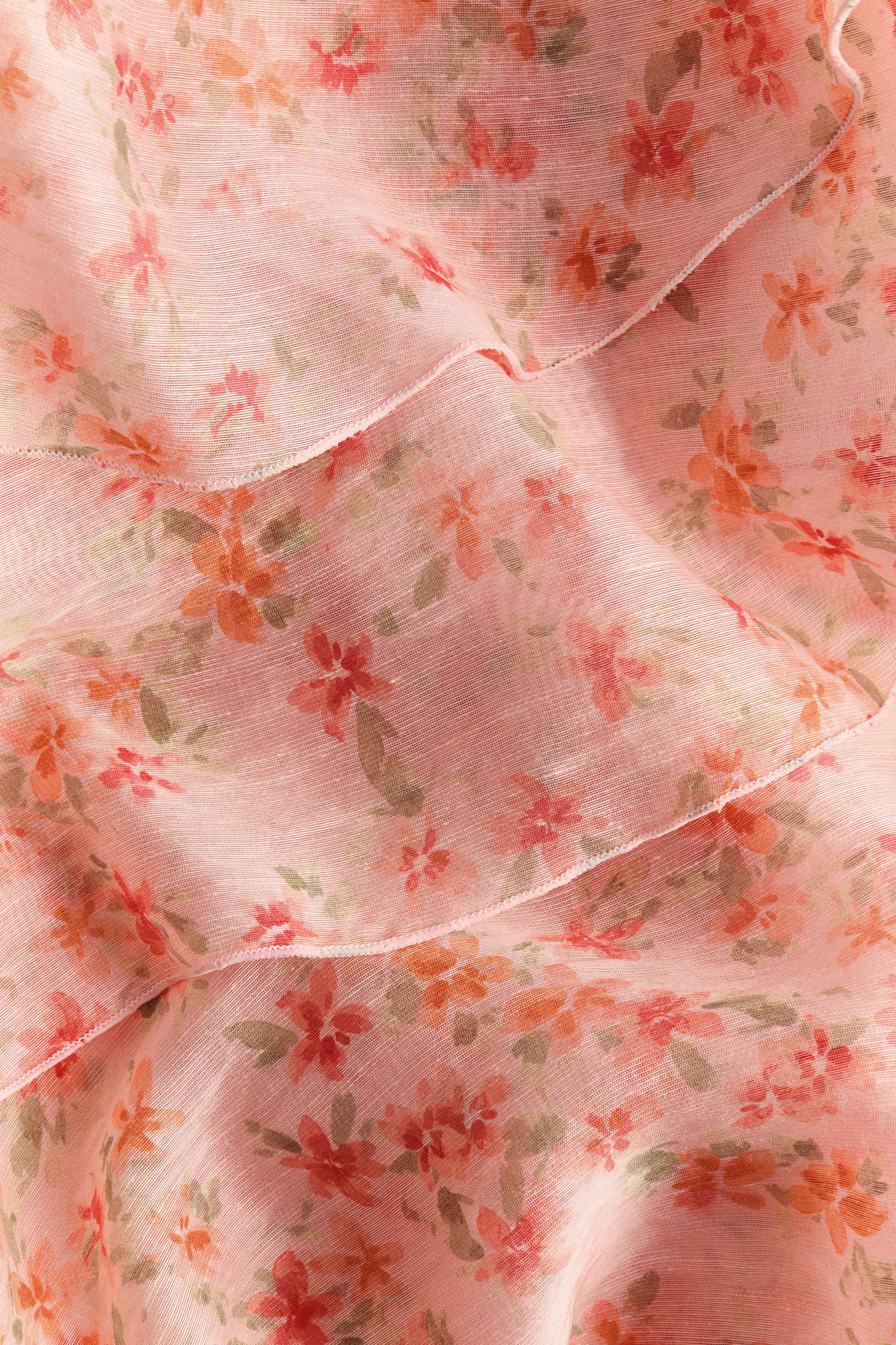 Tiered One-Shoulder Linen-Blend Dress
