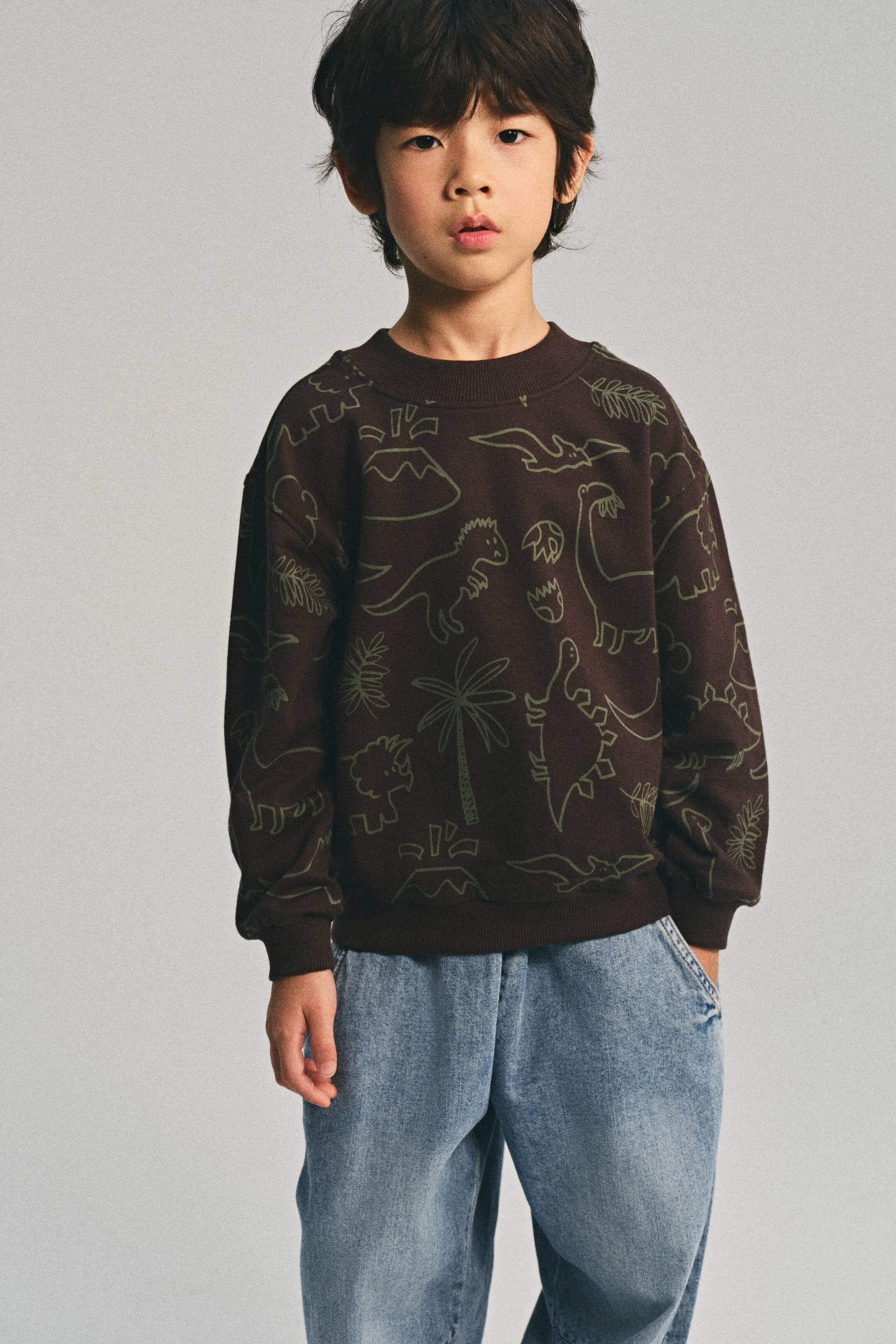 이미지 확대 보기: 프린트 스웨트셔츠 - 블랙/공룡 - Kids | H&M KR 2