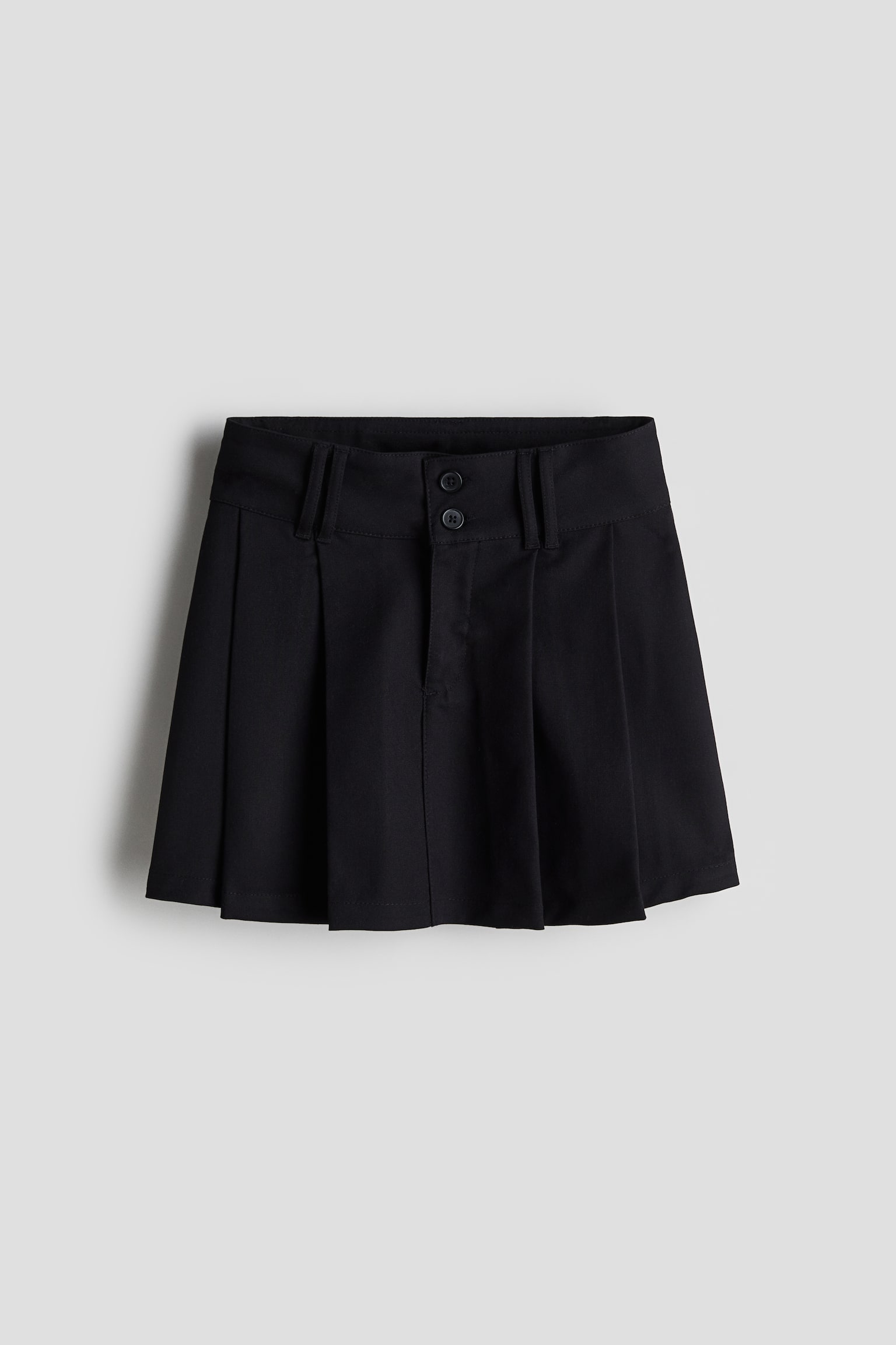 Pleated A-line Skirt - Black/Beige - 1