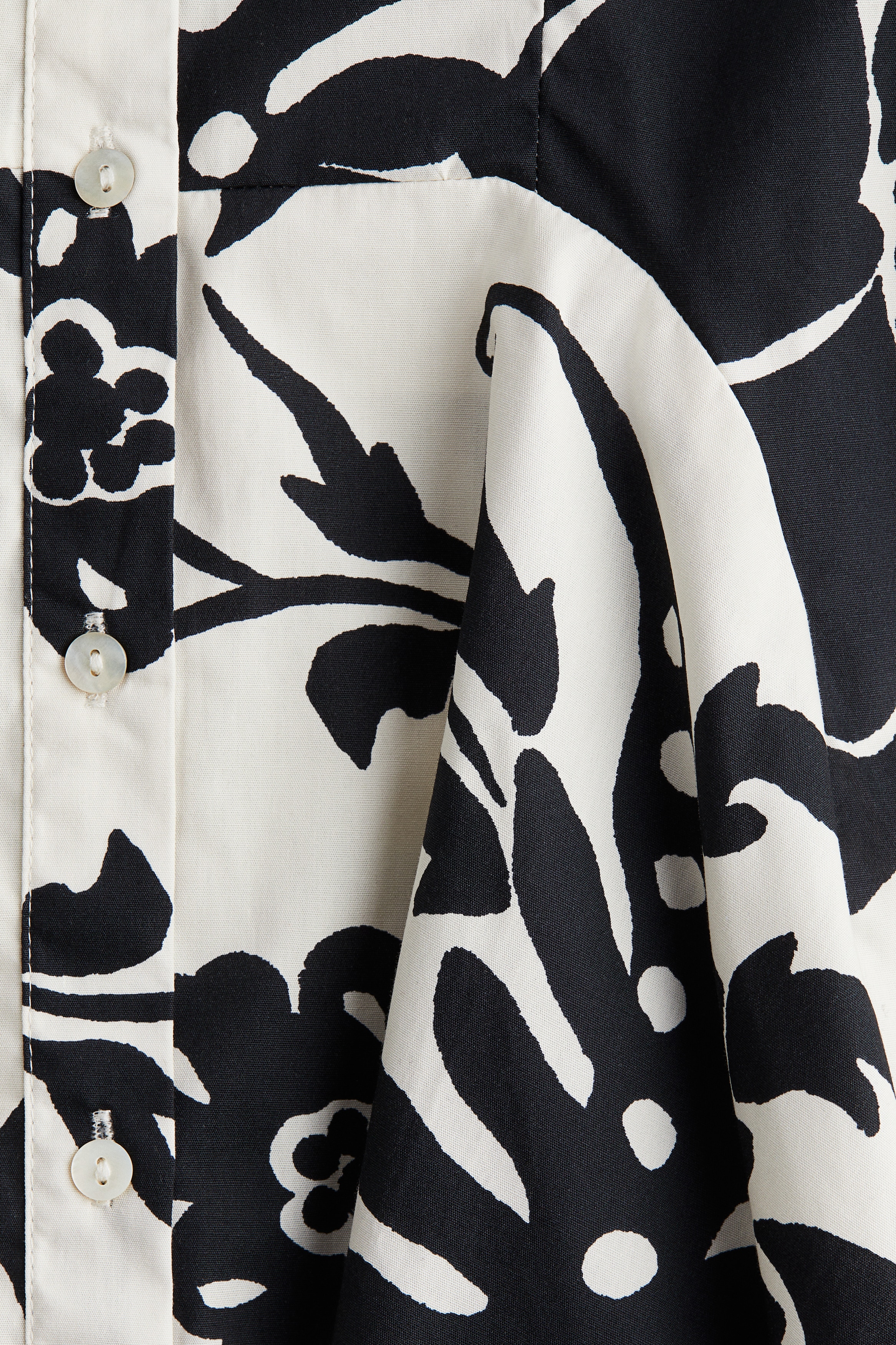 Women's White/patterned Button-Front Cotton Dress | H&M US