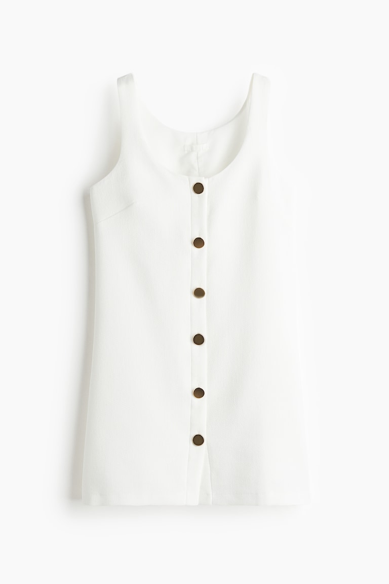 h&m white dress gold buttons Women's White Button-front dress