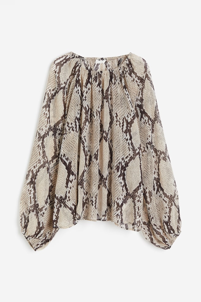 Voluminous blouse - Beige/Snakeskin-patterned - 2