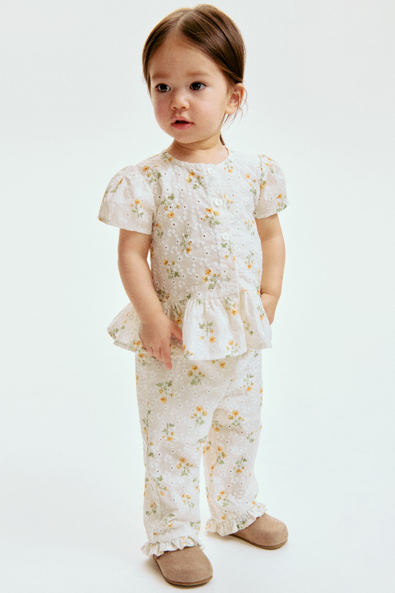 2-piece broderie anglaise set - White/Floral - 1