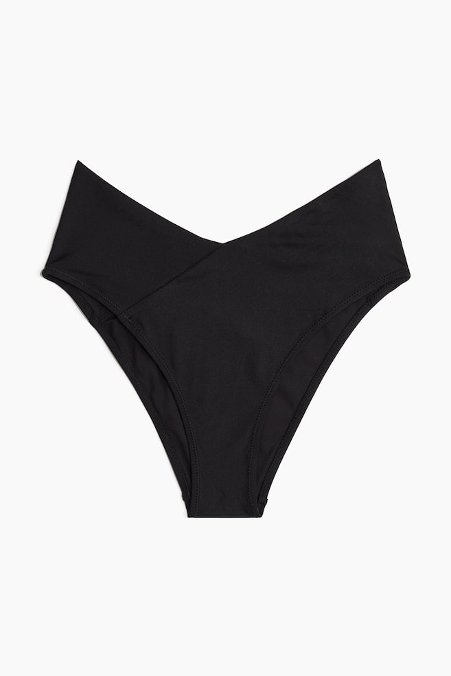 High Waist Cheeky Bikini bottoms - Black/Black - 1