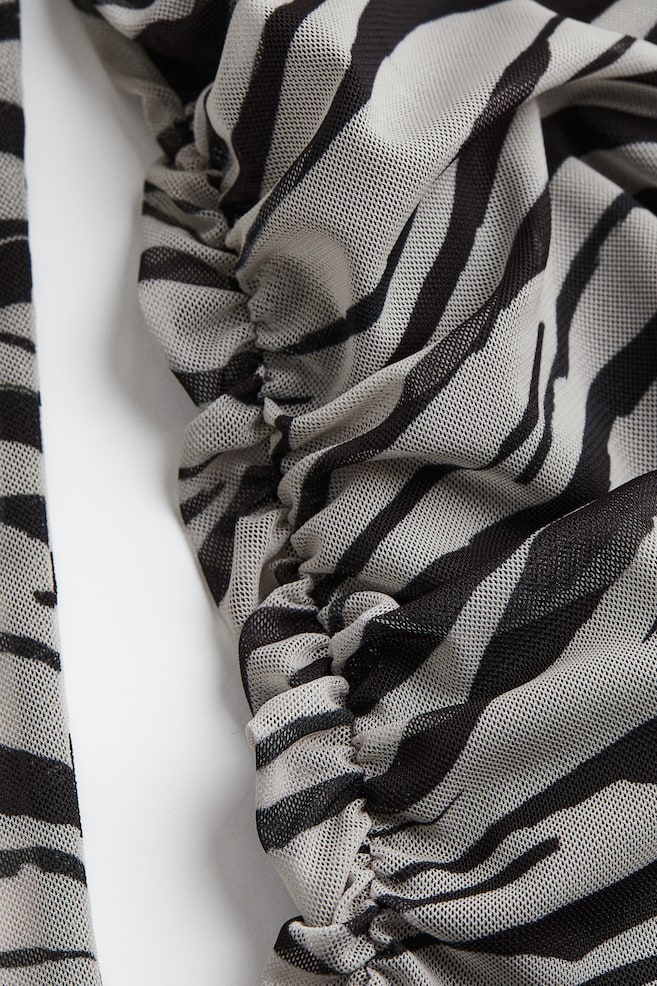 Gathered mesh dress - Light greige/Zebra print - 4