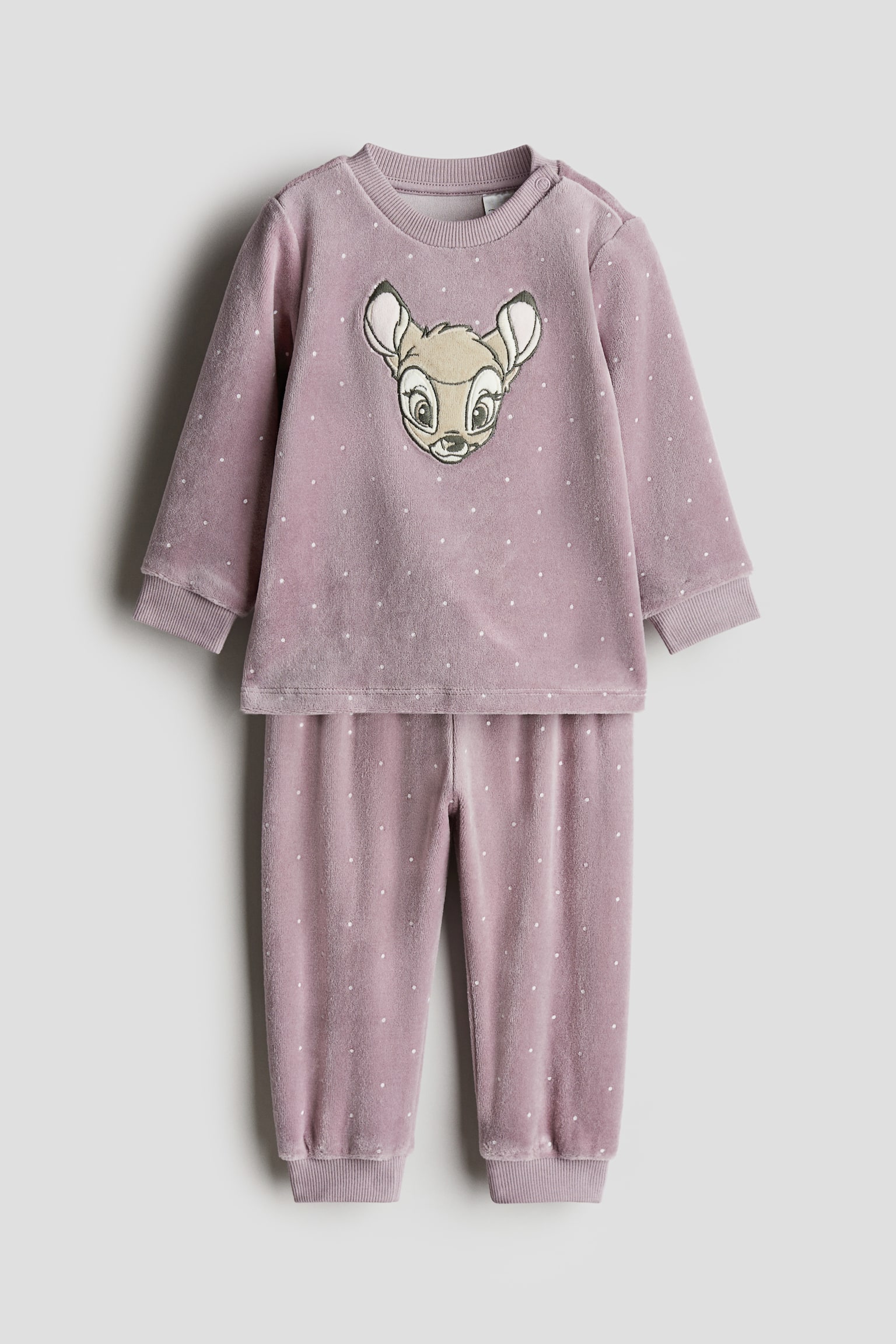 Patterned velour pyjamas - Dusty purple/Bambi/Navy blue/Paddington Bear - 1