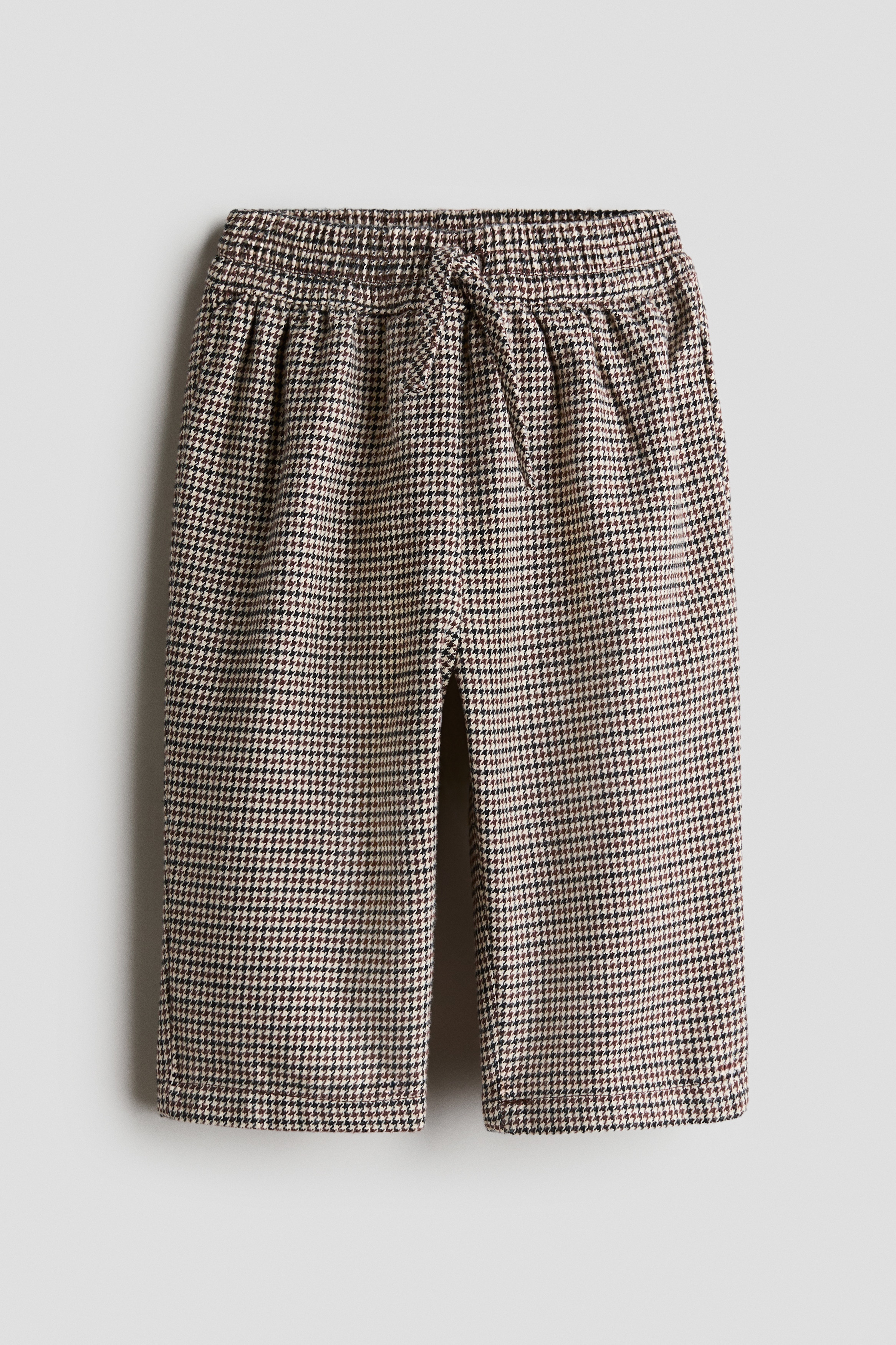 Pantalon jogger en coton - Beige/motif pied-de-poule