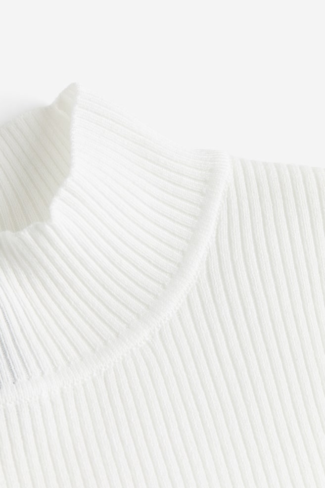 Rib-knit turtleneck top - White/Black - 6