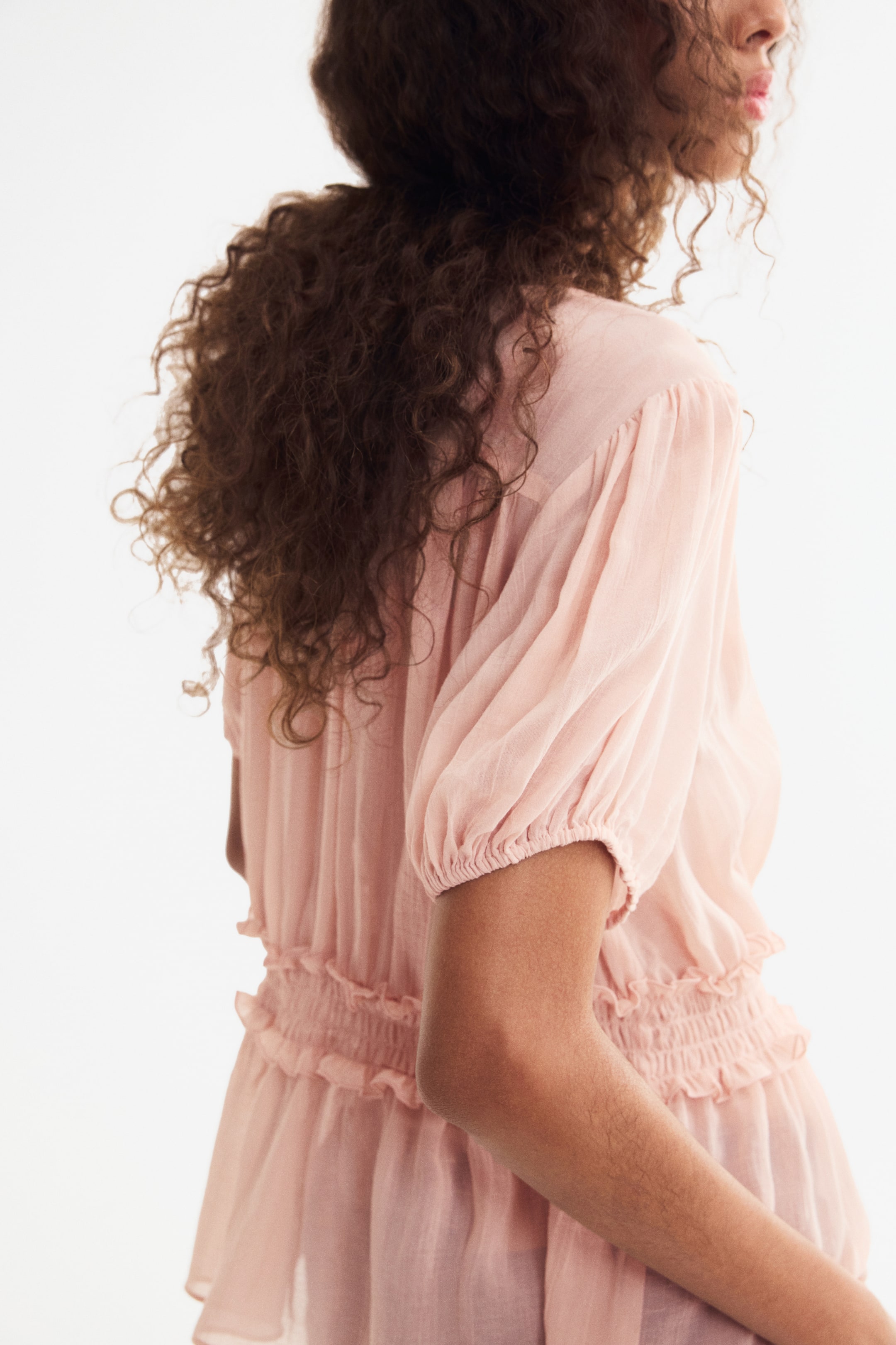 Puff-Sleeved Peplum Blouse