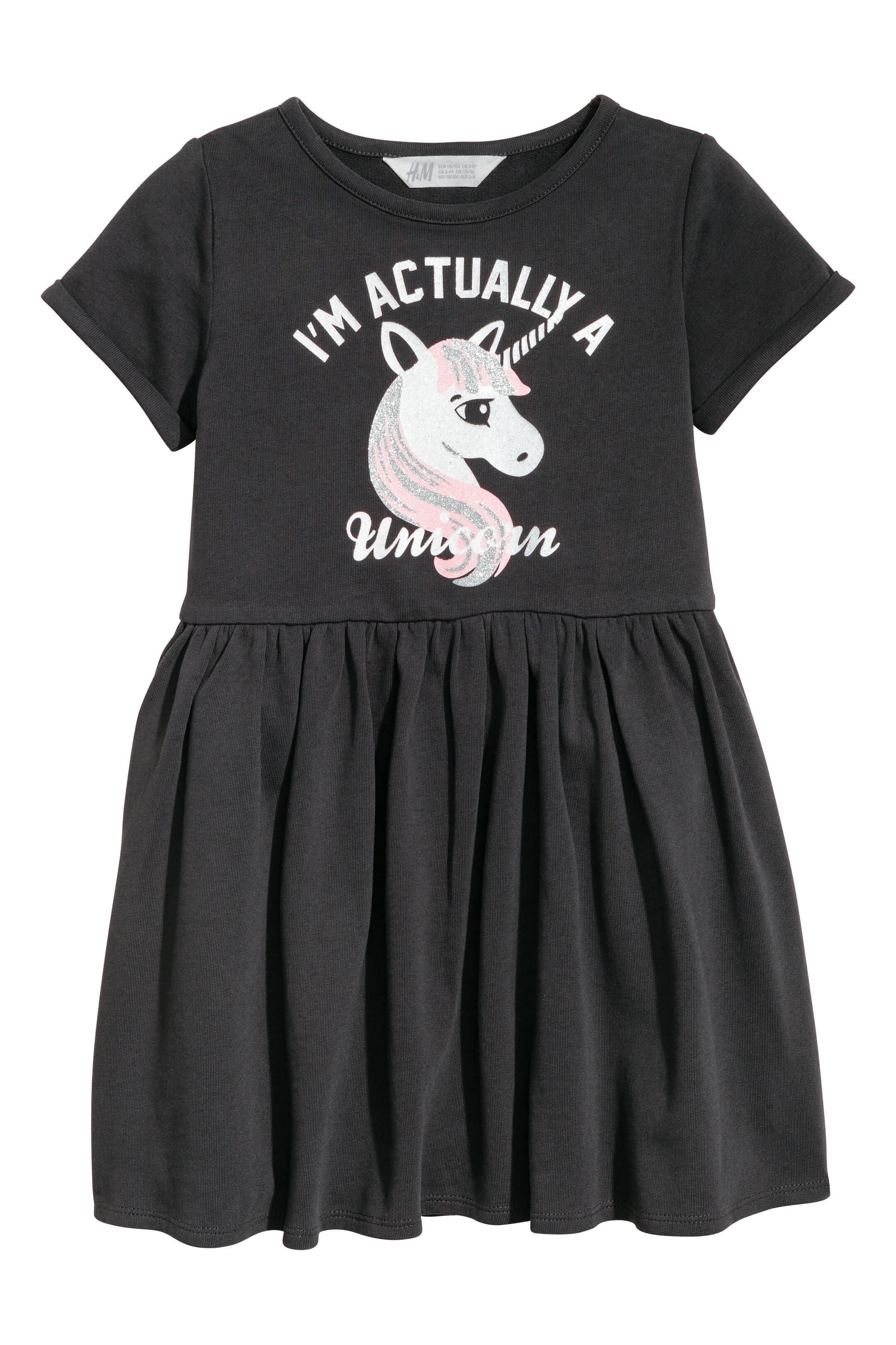 View larger image: Robe en molleton - Black/Unicorn - Kids | H&M CA 1